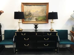 Pair French Directoire Style Ebonized Commodes by Maison Jansen