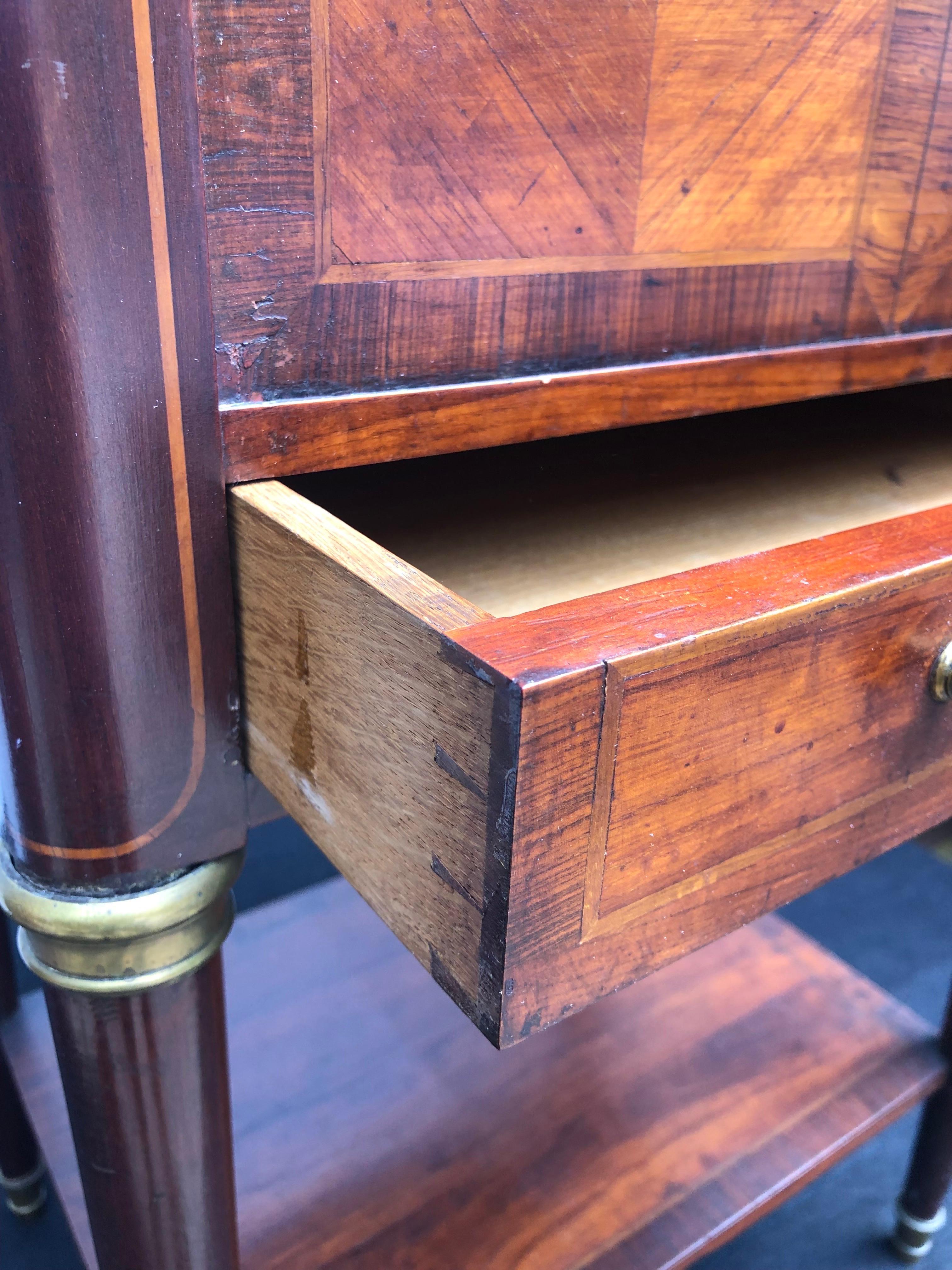 Pair French Directoire Style Marble-Top End Tables / Nightstands, 19th Century 6