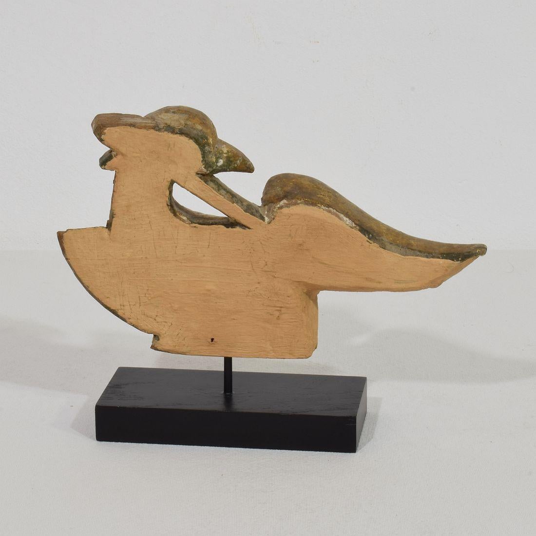 Pair French Early 19th Century Hand Carved Giltwood  Empire Style bird Ornaments For Sale 2