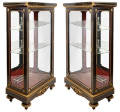 Pair of French Ebony and Ormolu Vitrines, circa 1870