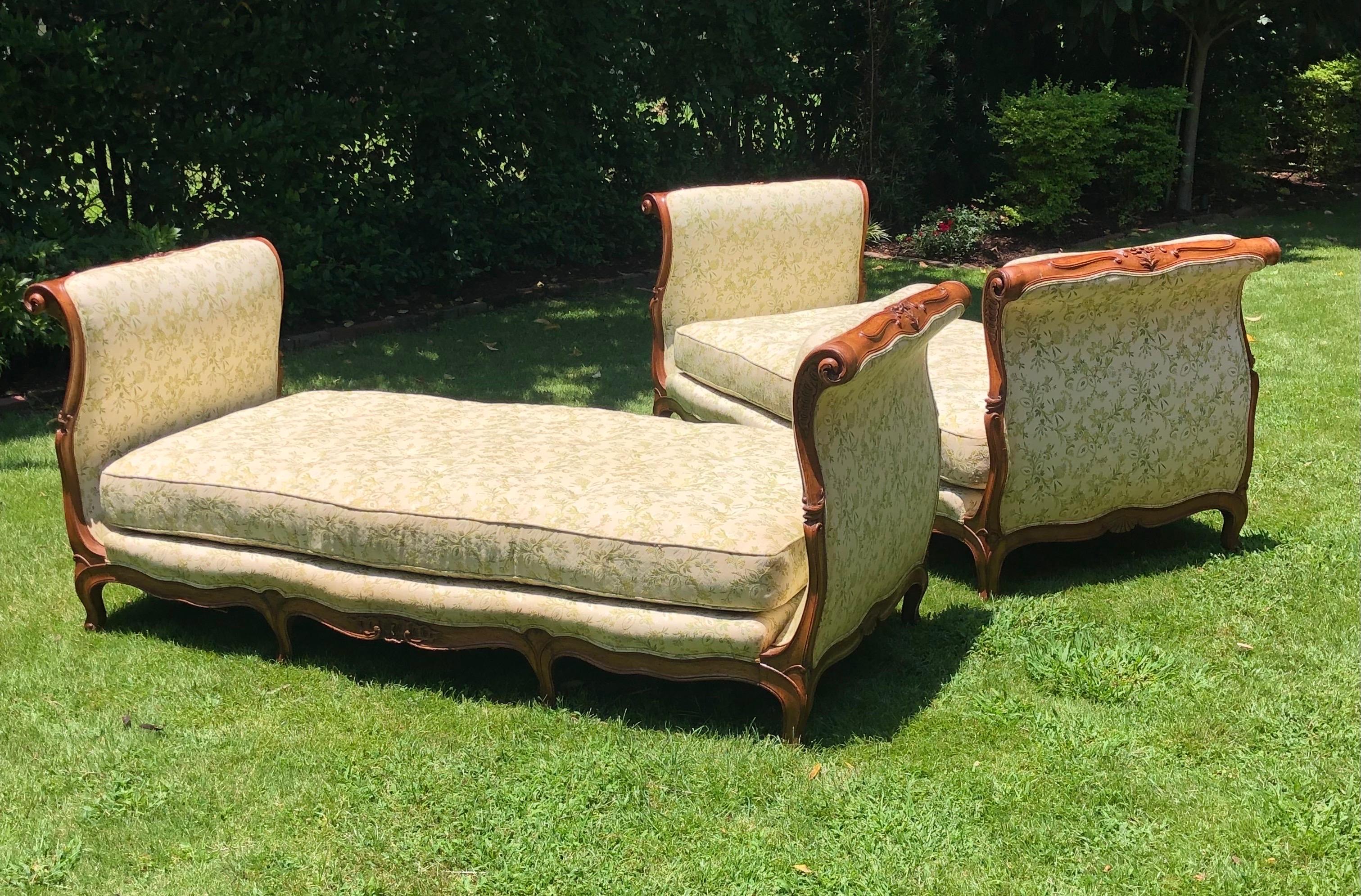 Paar französische achtbeinige Stühle im Louis-XV-Stil  Tagesbetten ~ Sofas, 19. Jahrhundert 5