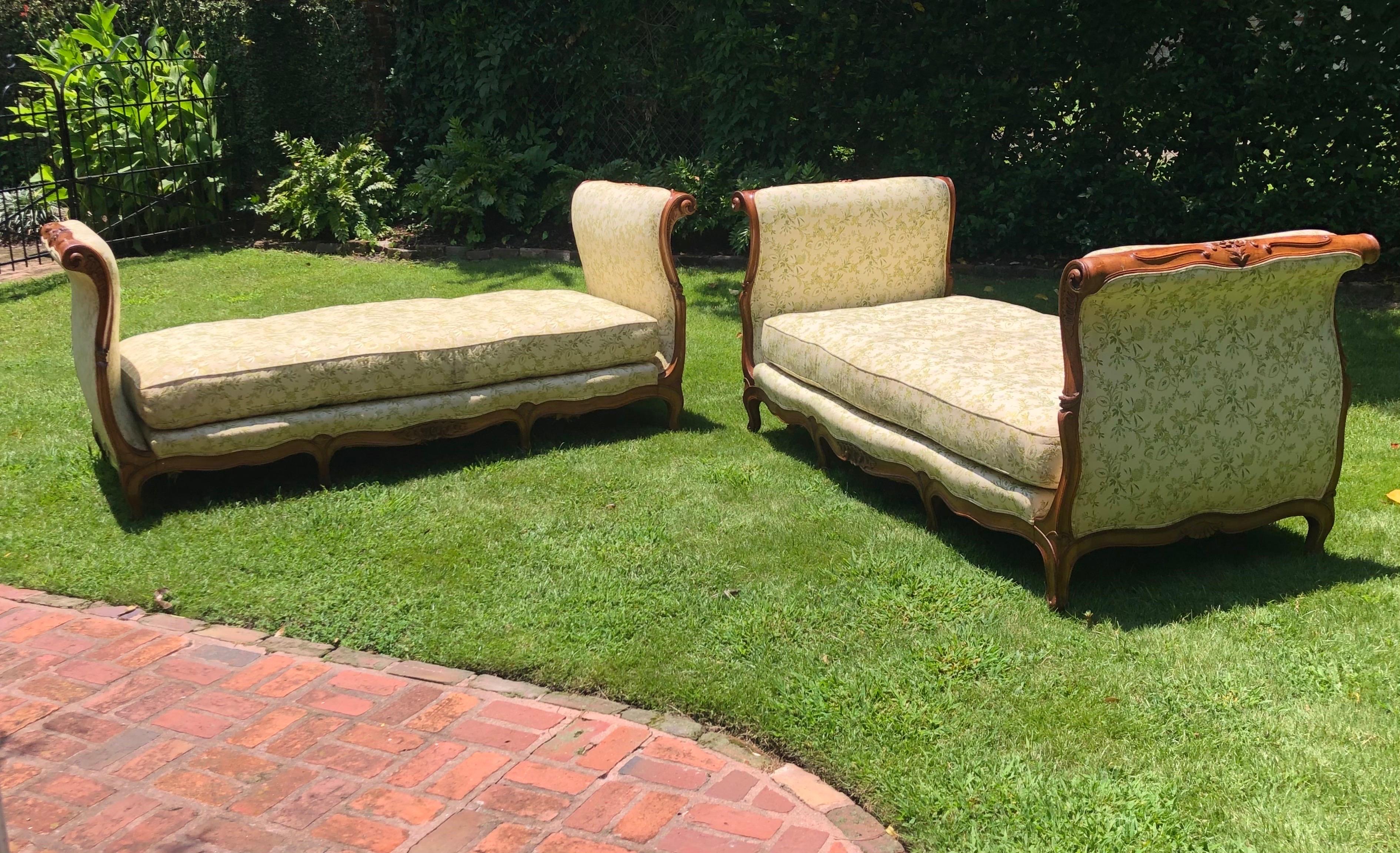 Upholstery  Pair French Eight Leg Louis XV Style  Day Beds ~ Sofas, 19th Century For Sale