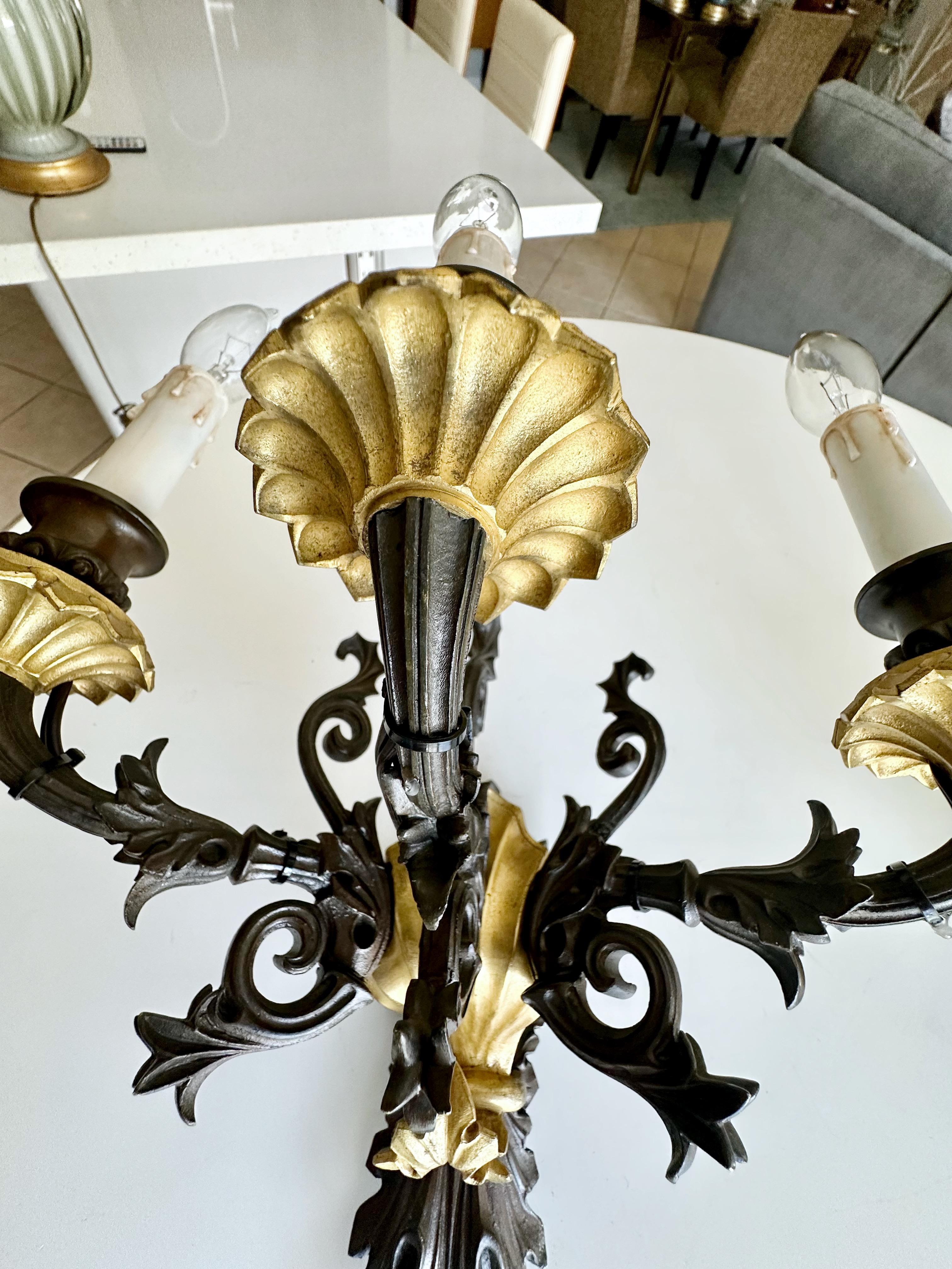 Pair French Empire 3 Arm Bronze Wall Sconces For Sale 10