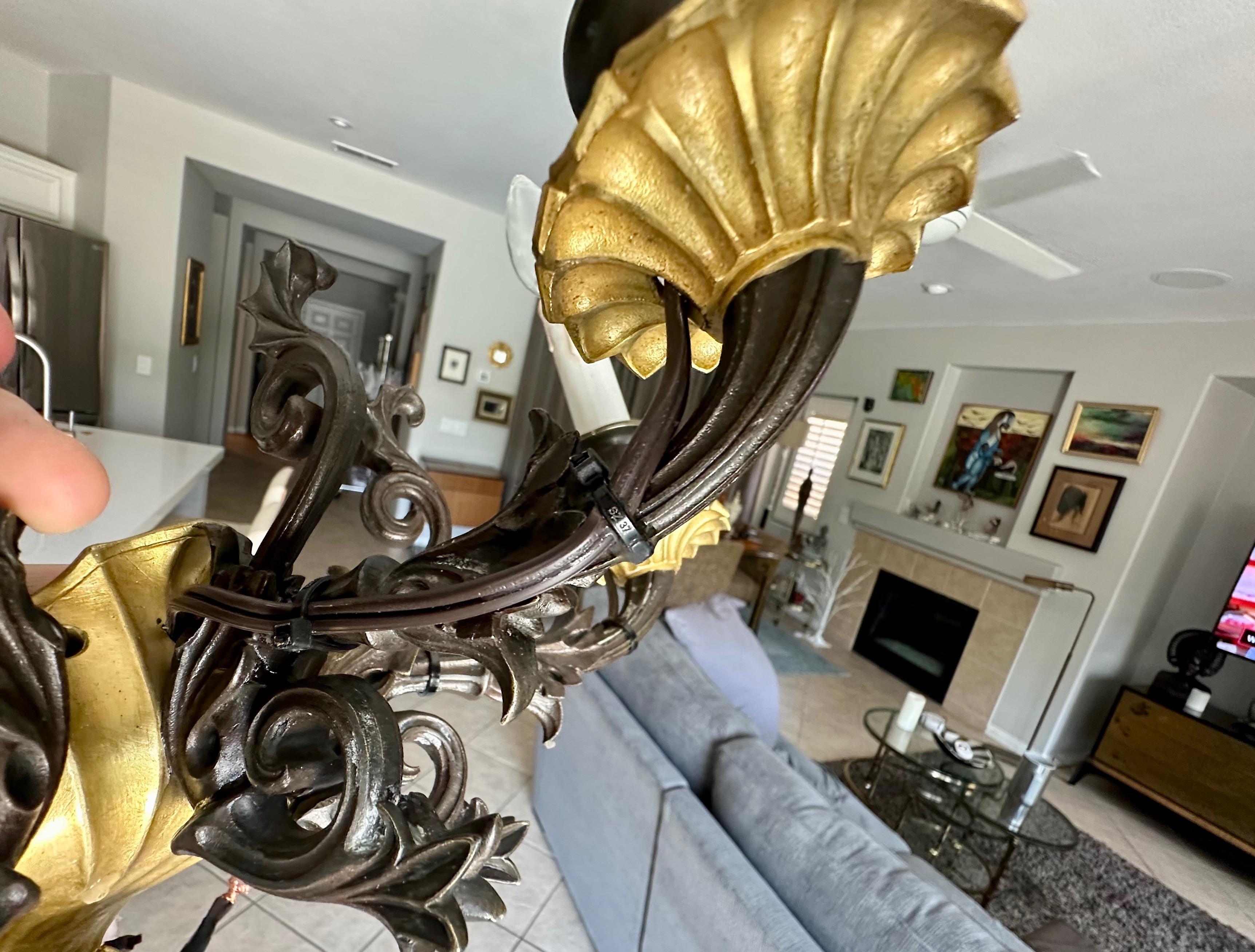 Pair French Empire 3 Arm Bronze Wall Sconces For Sale 11