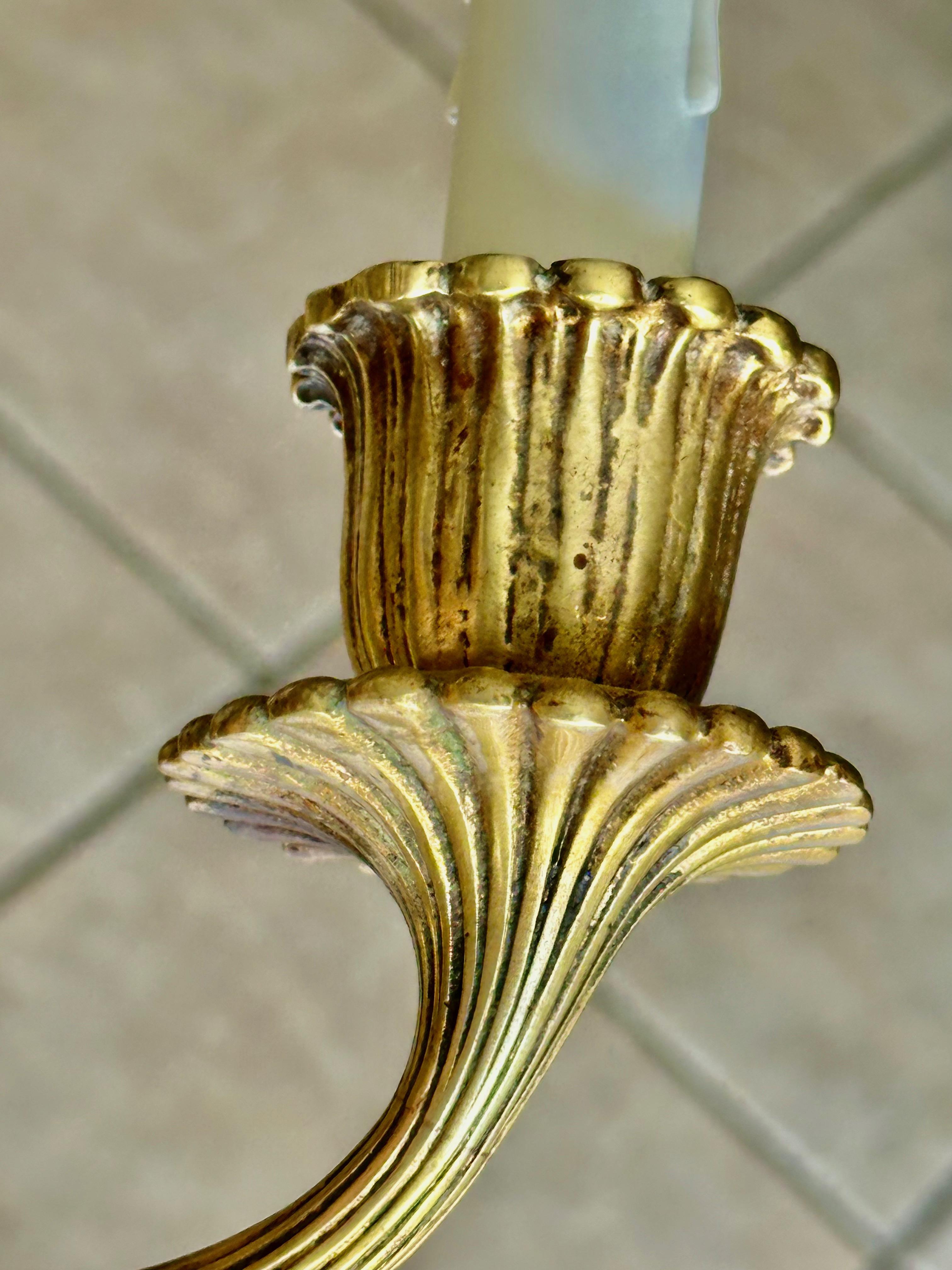 Pair French Empire 3 Arm Rams Head Wall Sconces en vente 8