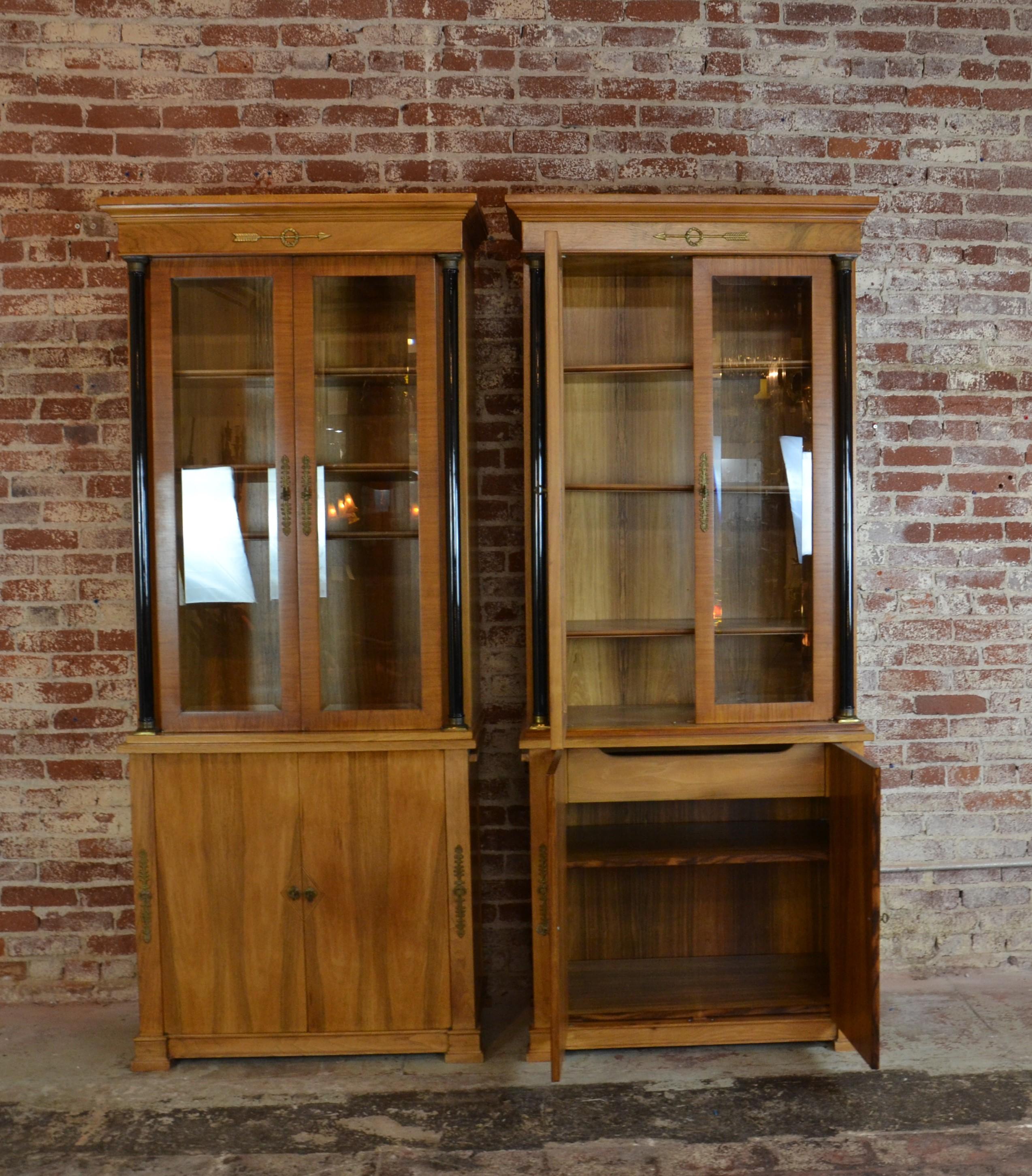 Mid-20th Century Pair of French Empire Bookcases For Sale