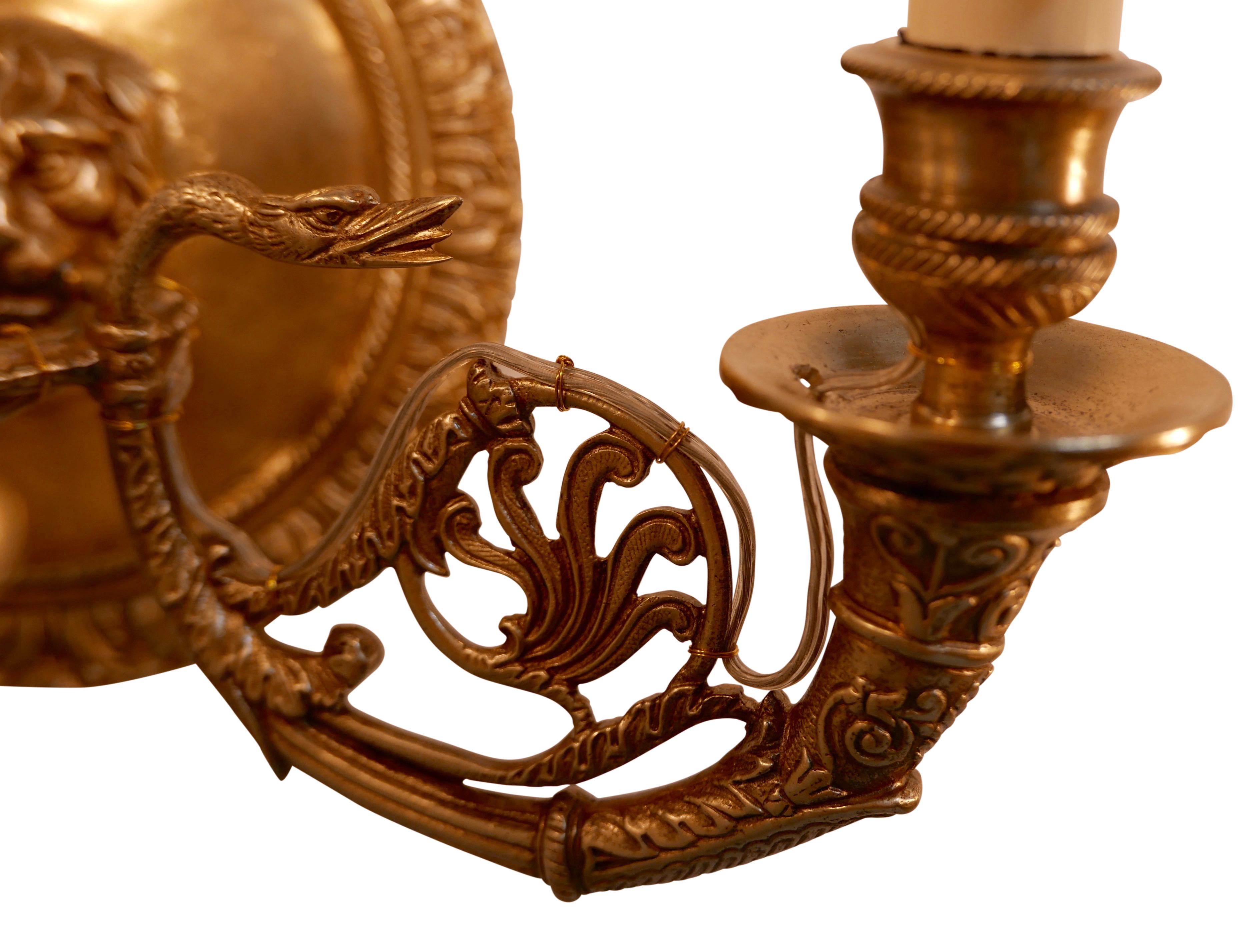Pair of French Empire Brass Sconces, Early 19th Century For Sale 9