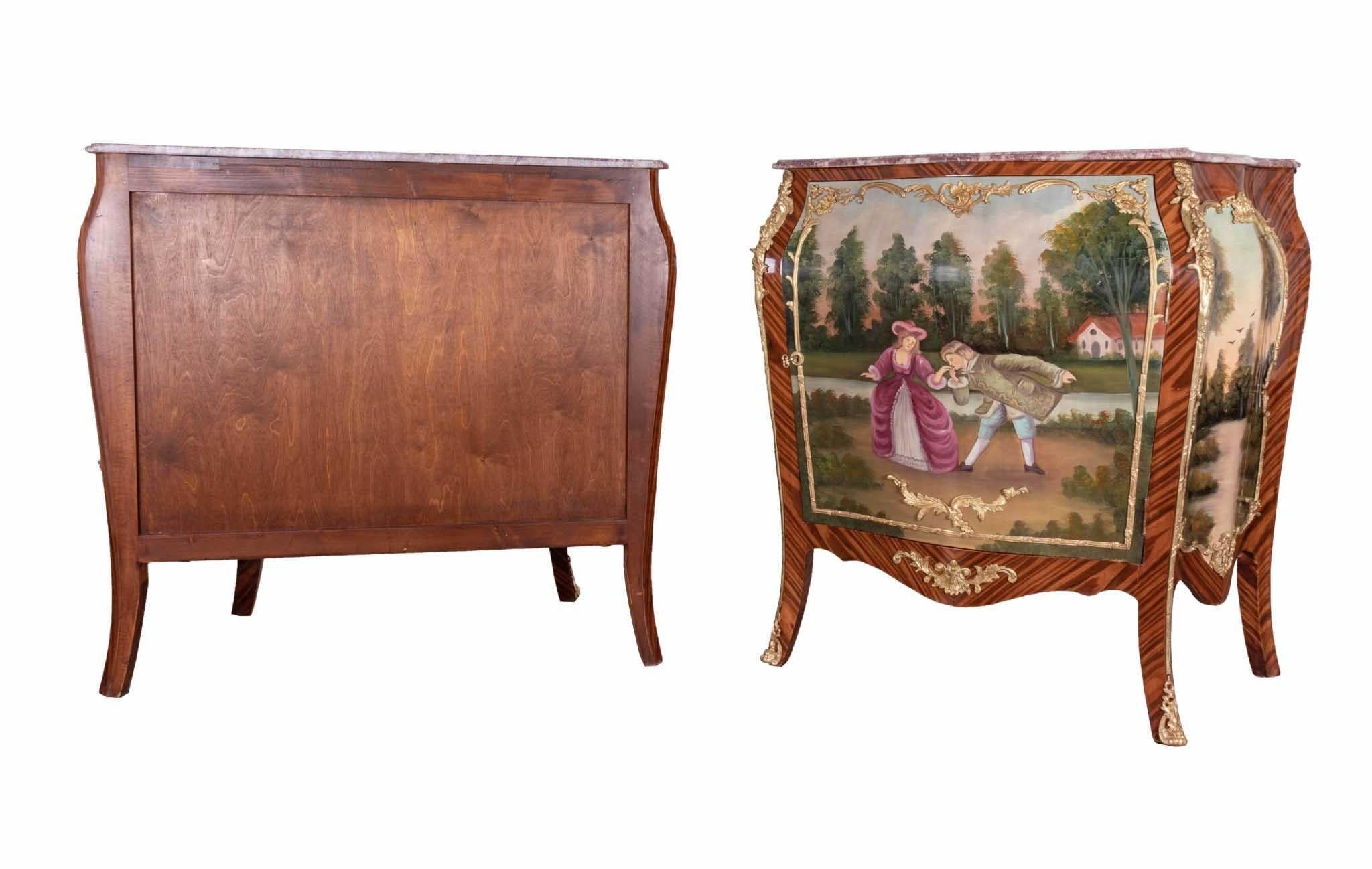 Coppia di armadi impero francesi - Commodes Vernis Martin dipinti in vendita 3