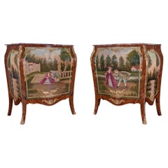 Pareja de Armarios Imperio Francés - Cómodas Vernis Martin Pintadas