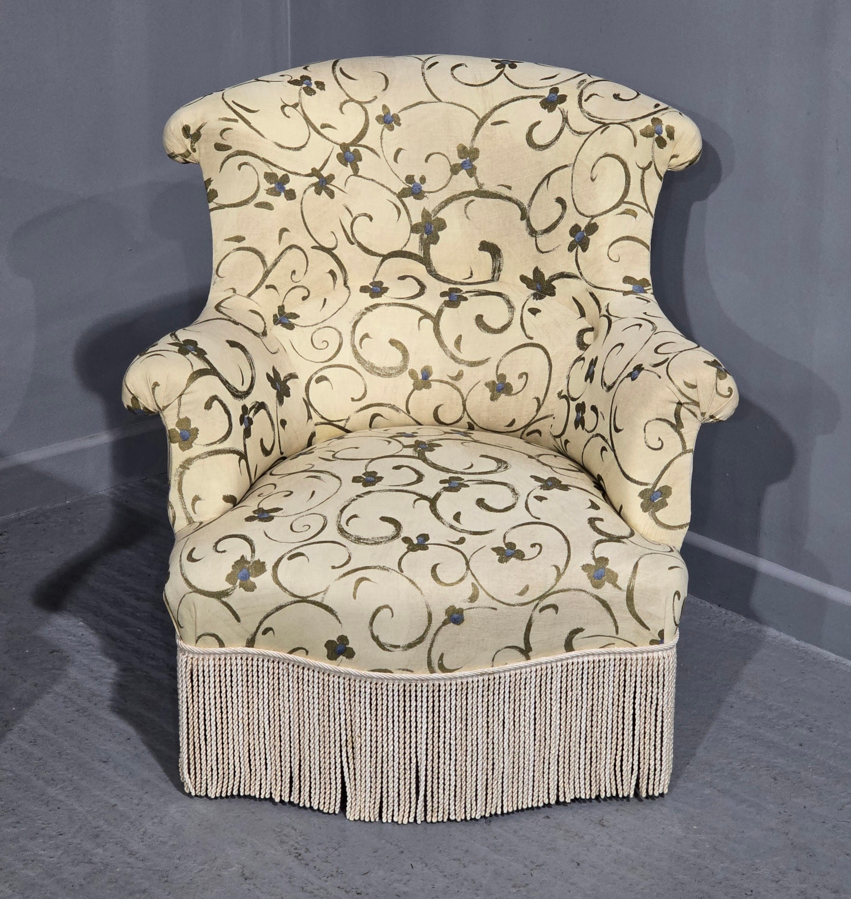 Wonderful pair French Empire chairs, ebony legs and recently upholstered in linen, very good overall condition,

32
