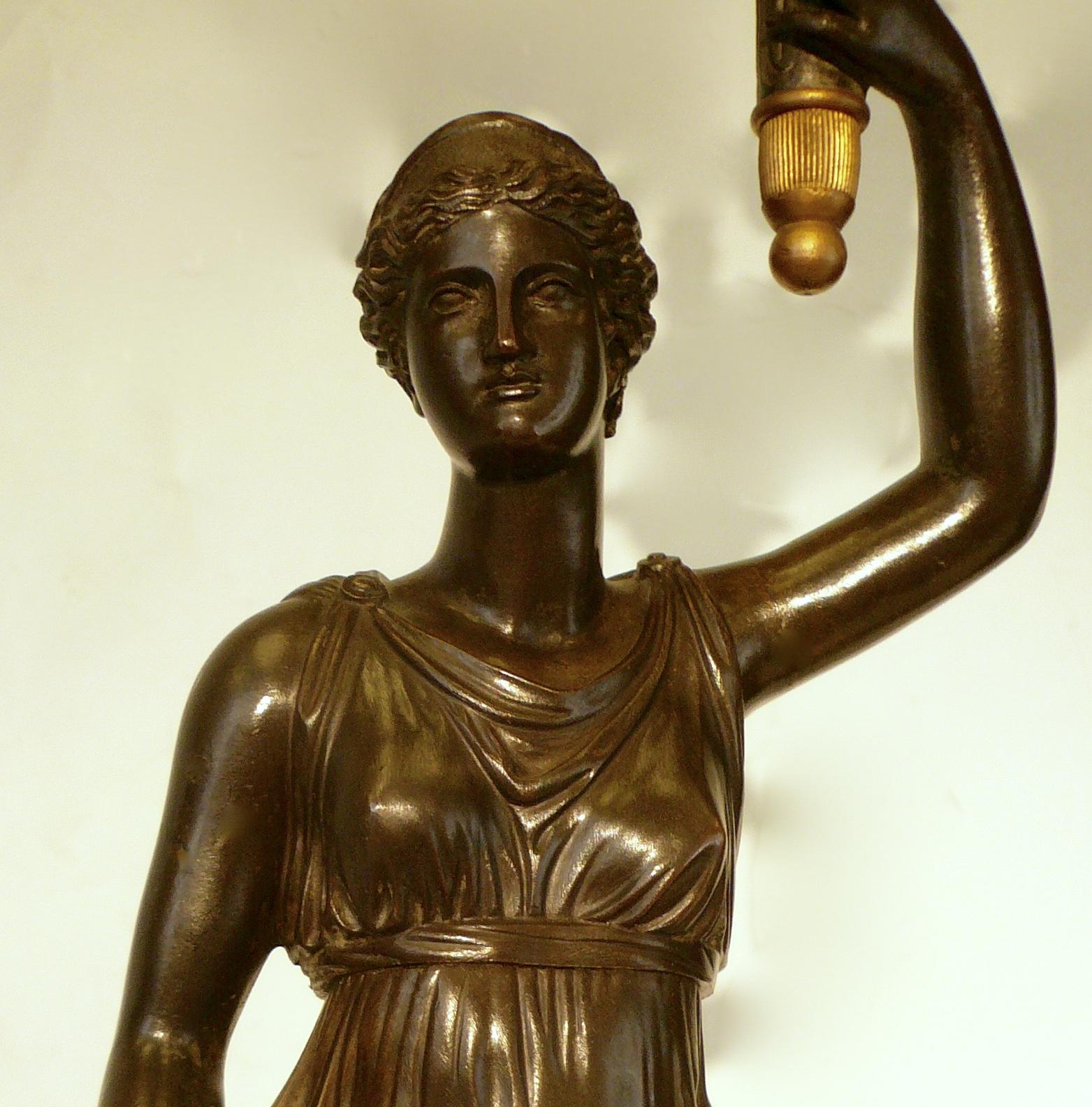 Pair of French Empire Figural Bronze Candelabra by Claude Francois Rabiat 5