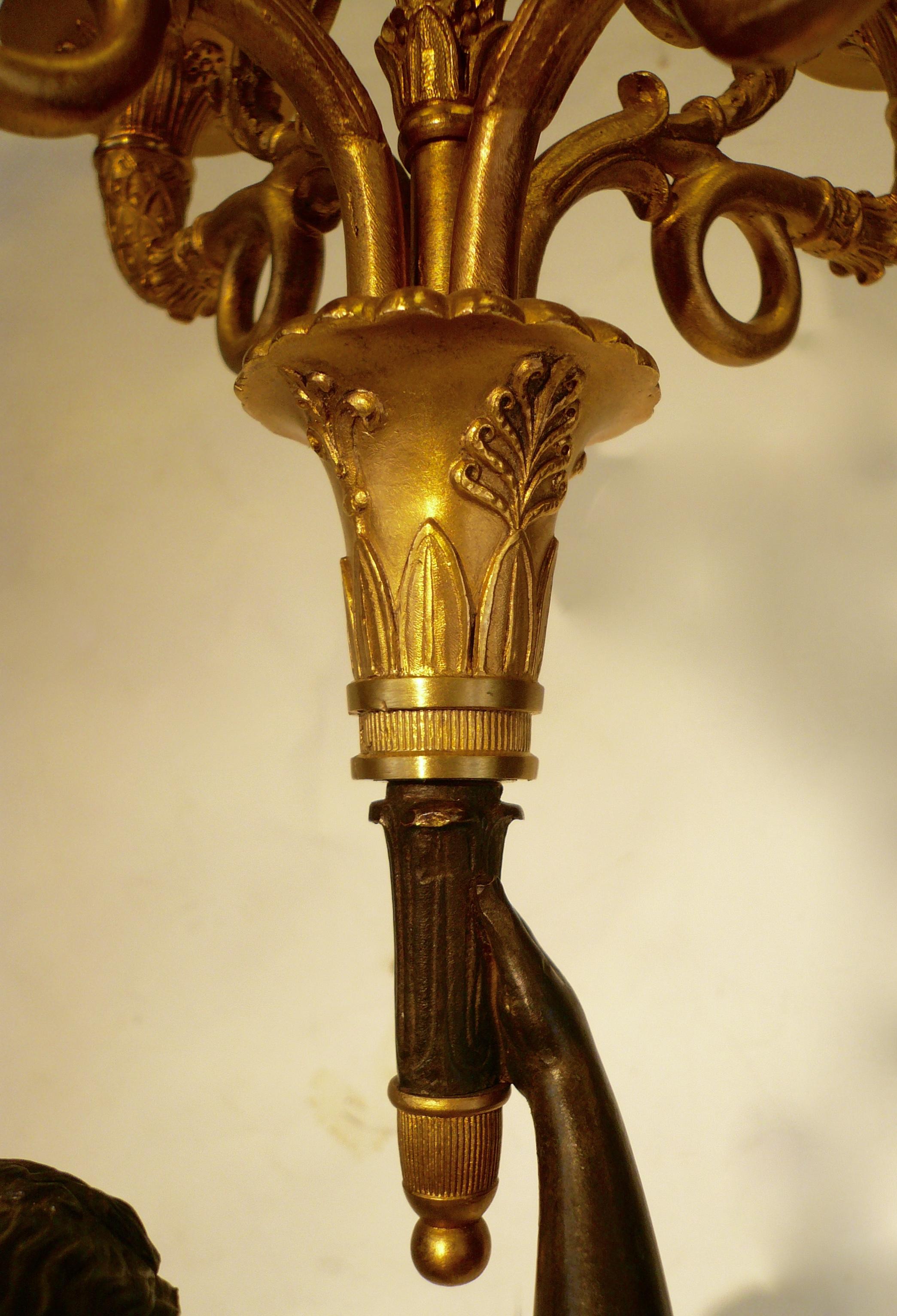 Pair of French Empire Figural Bronze Candelabra by Claude Francois Rabiat 3