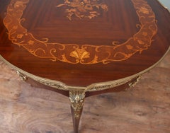 Pair French Empire Side Tables Marquetry Inlay