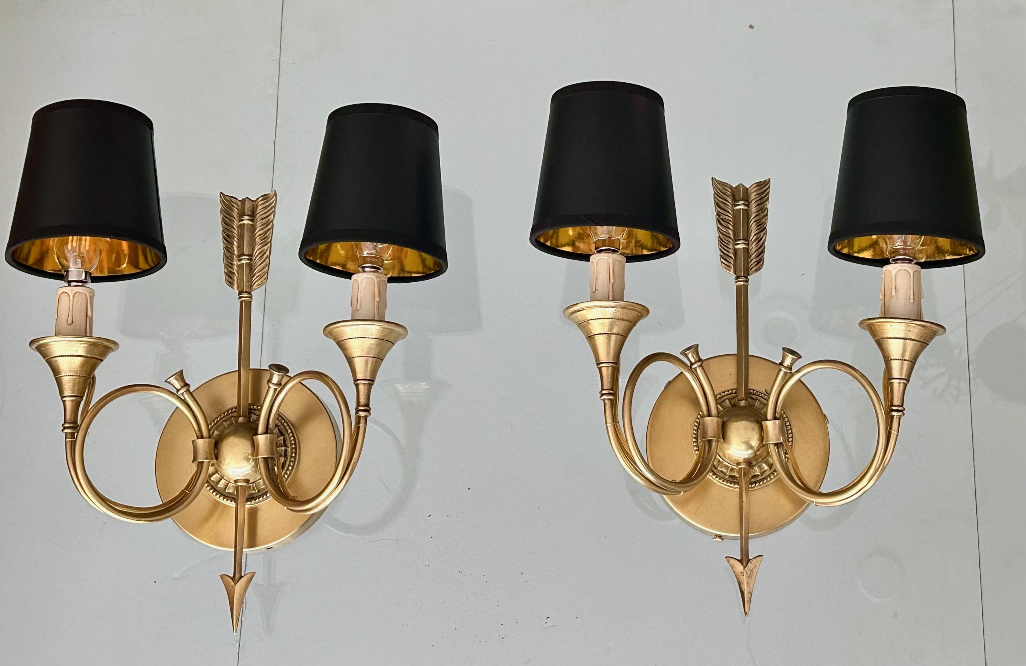 Paire d'appliques murales en corne de flèche de style Empire français en vente 13