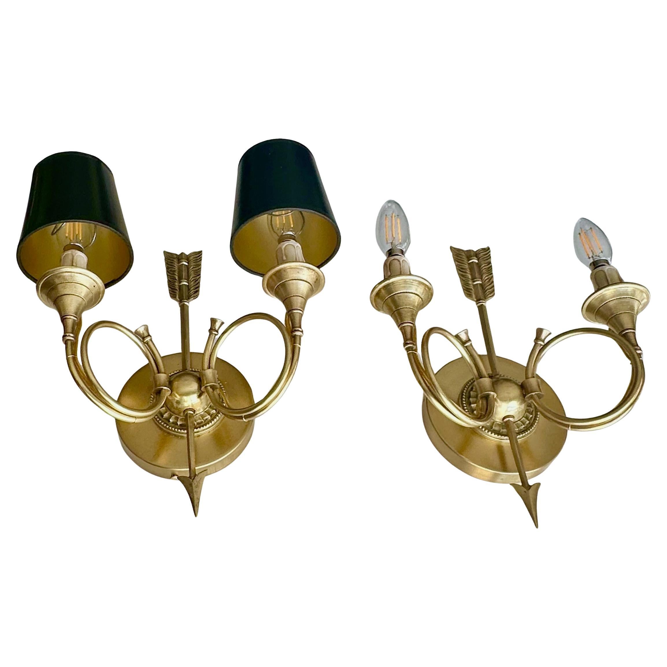 Paire d'appliques murales en corne de flèche de style Empire français en vente 14