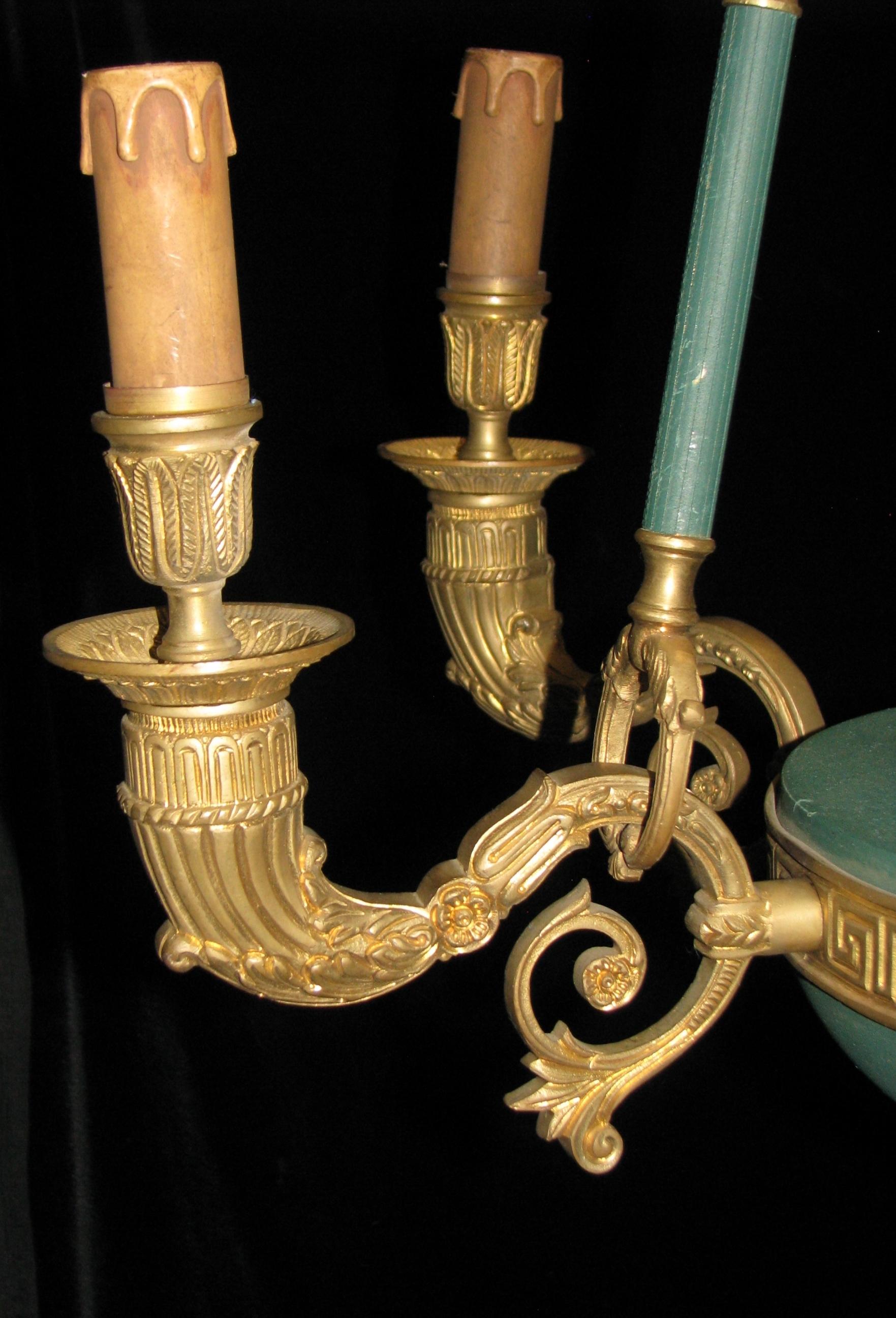 Pair French Empire Style Gilt Bronze Chandeliers 5