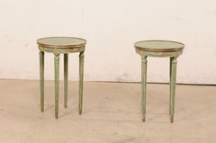 Pair French Empire Style Petite Round End Tables, Early 20th C.