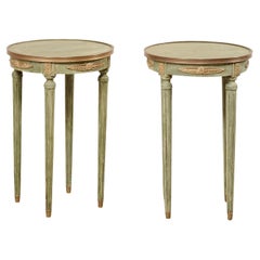 Pair French Empire Style Petite Round End Tables, Early 20th C.