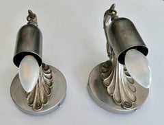 Pair French Empire Style Swan Wall Sconces
