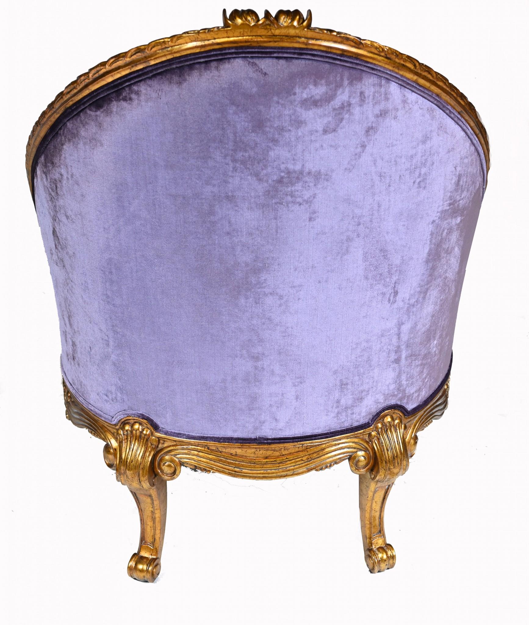 Pareja de Sillones Imperio Francés Sillón de Brazos Fauteil Estructura Dorada finales del siglo XX en venta