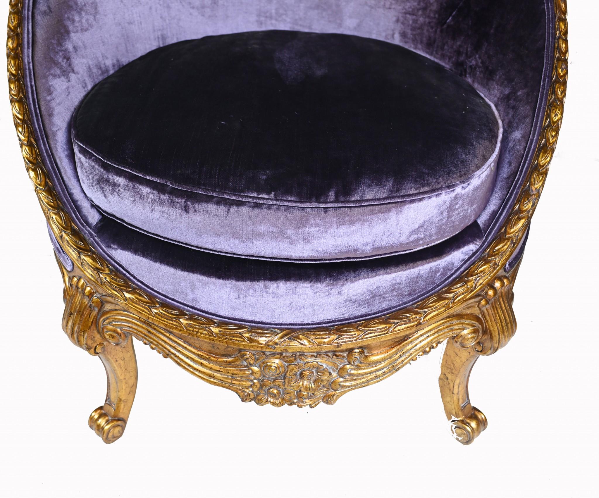 Pareja de Sillones Imperio Francés Sillón de Brazos Fauteil Estructura Dorada en venta 1
