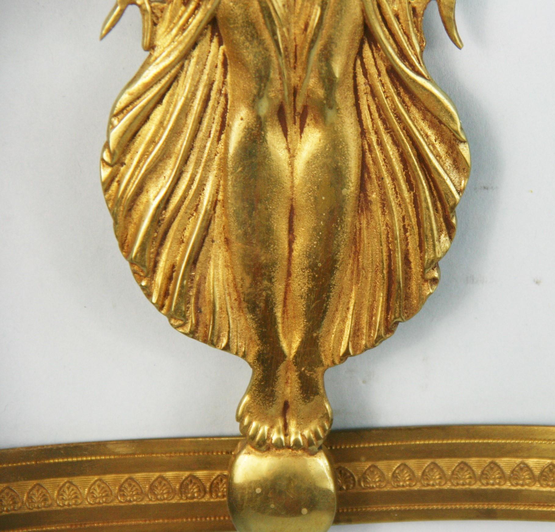  French Empire  Winged Figural Wall Sconces 1920's a Pair For Sale 6