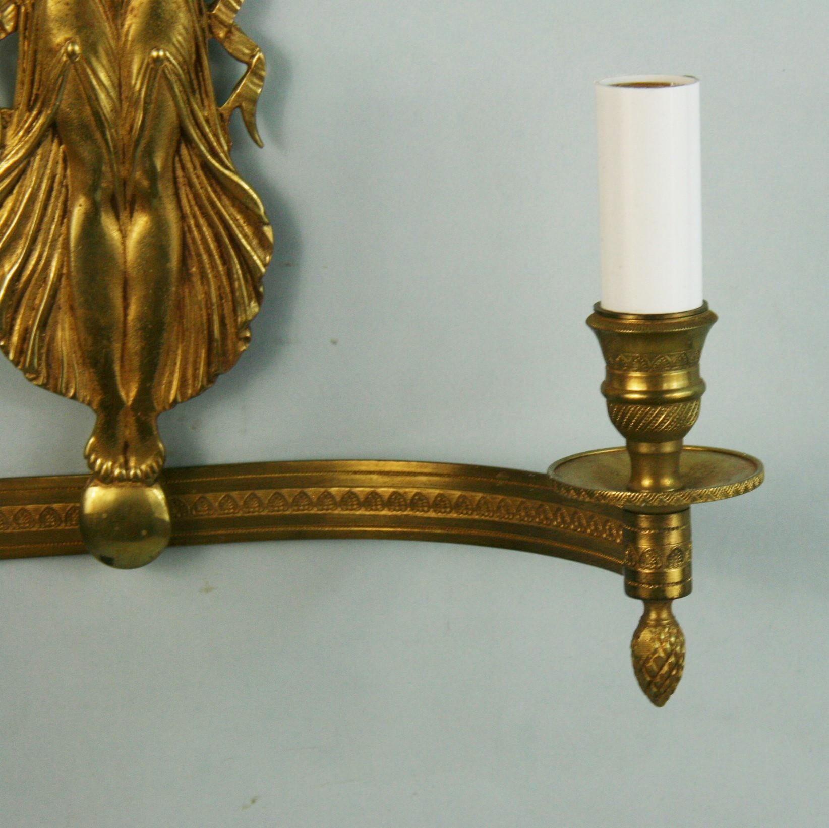  French Empire  Winged Figural Wall Sconces 1920's a Pair For Sale 1