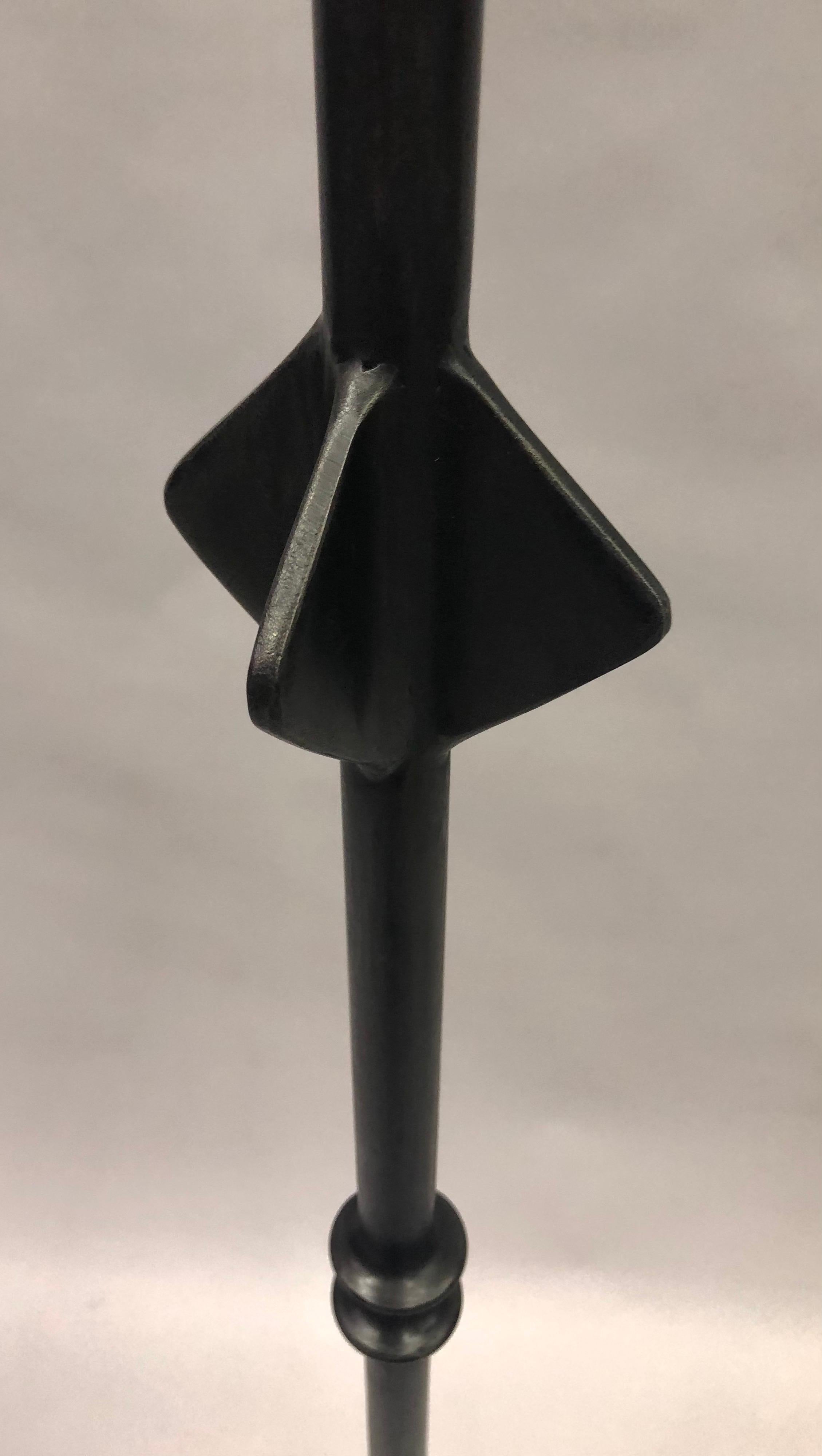 Wrought Iron Pair French Forged Iron 'Star' Floor Lamps after Giacometti, Jean Michel Frank For Sale