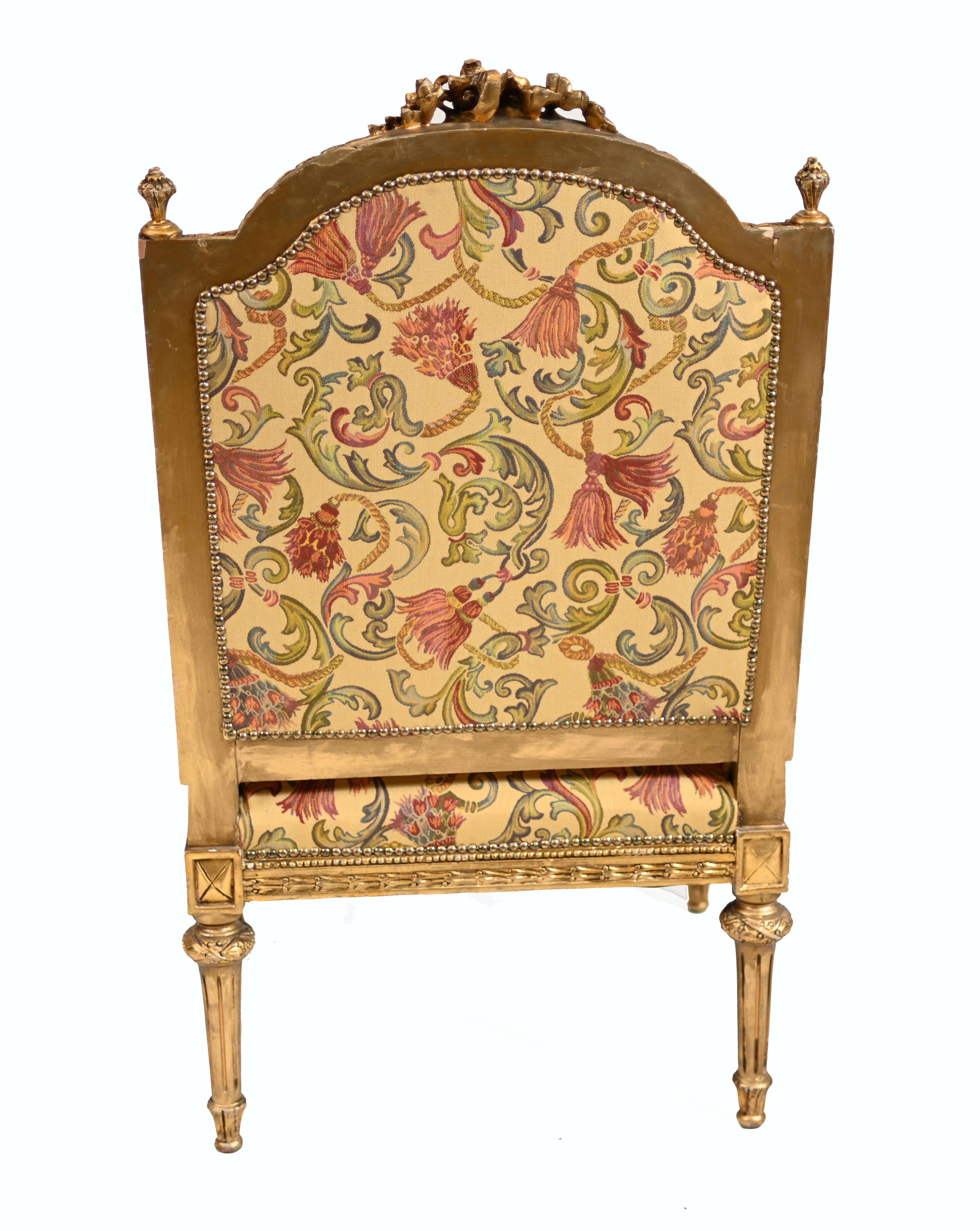 Pair French Gilt Arm Chairs Antique Fauteuil 1900 4
