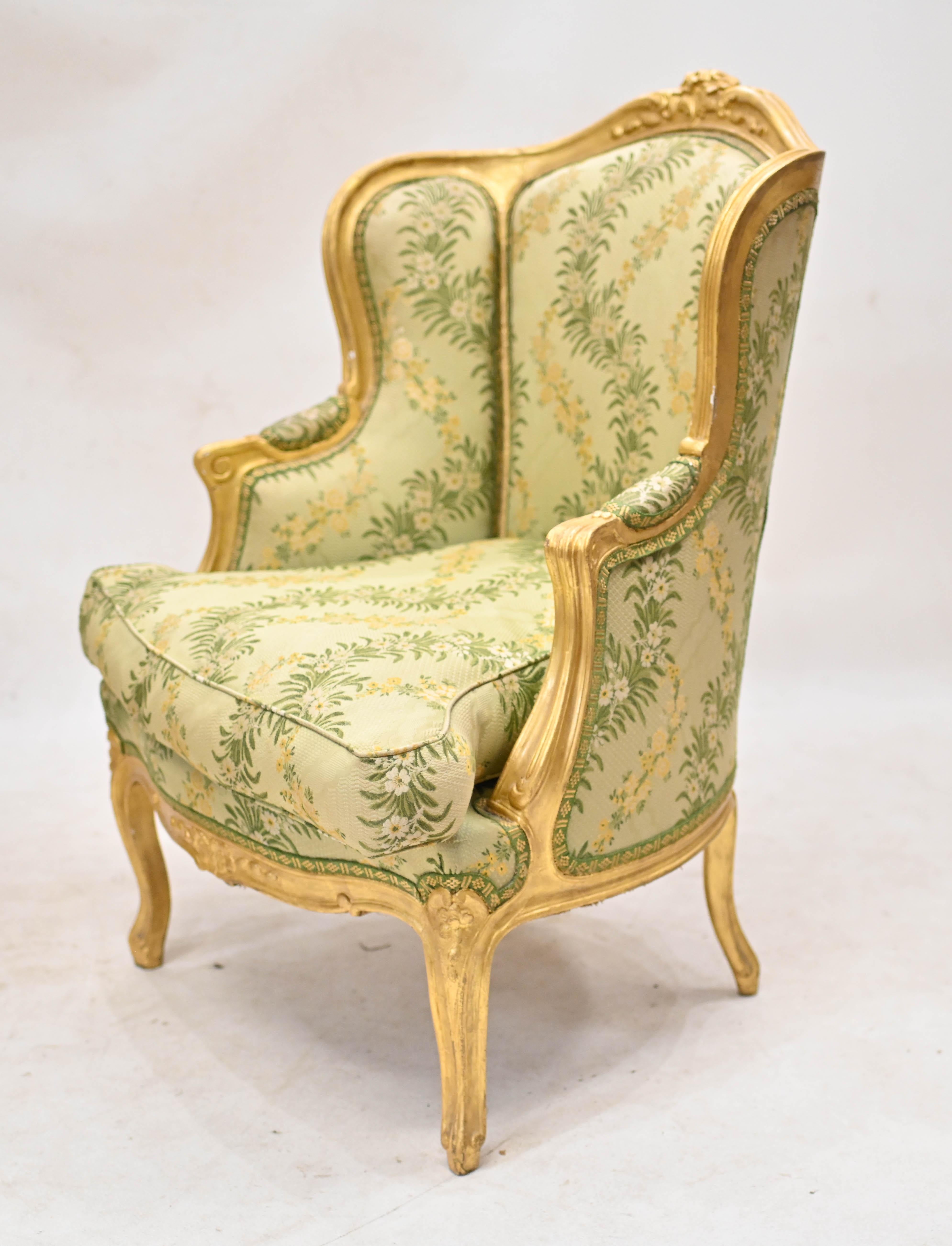 French Provincial Pair French Gilt Arm Chairs Fauteuils For Sale