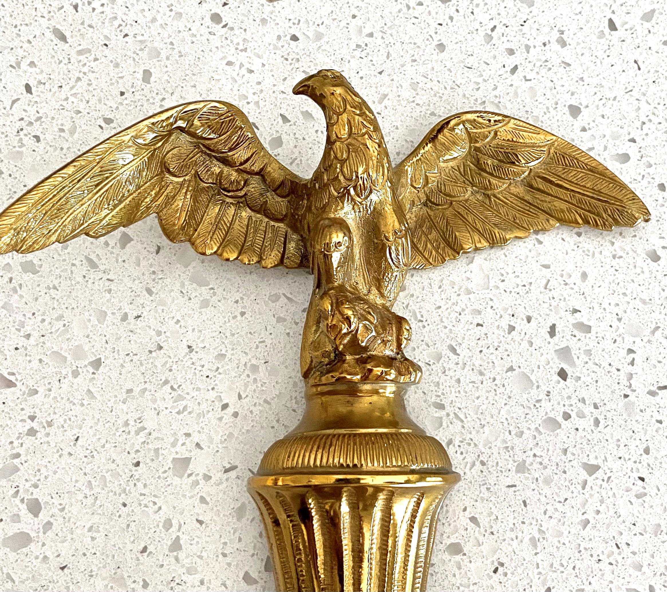 Pair French Gilt Bronze Eagle Wall Sconces For Sale 14