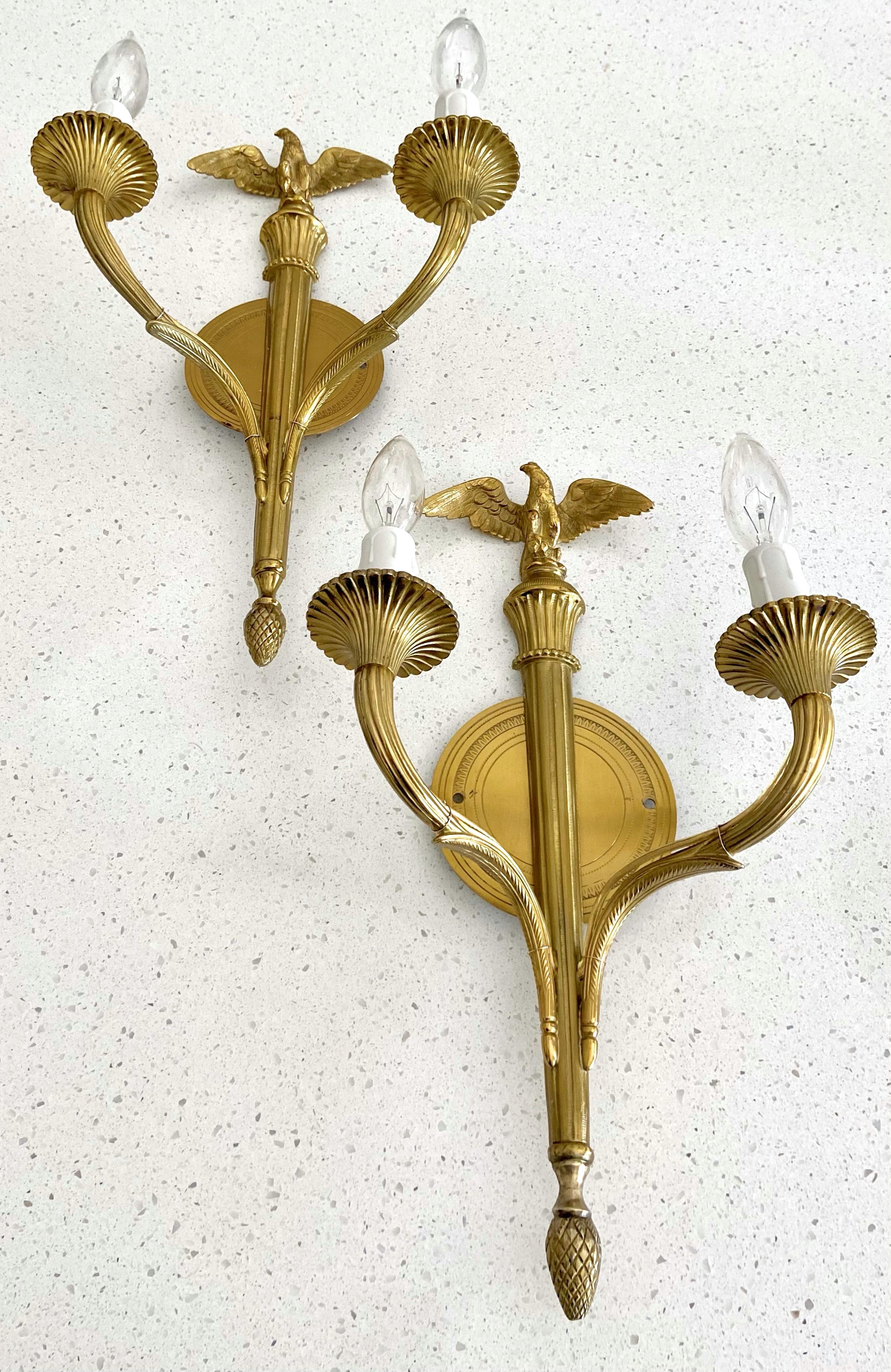 Pair French Gilt Bronze Eagle Wall Sconces For Sale 16