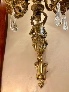 Pair French Gilt Bronze wall sconces, 19 th century