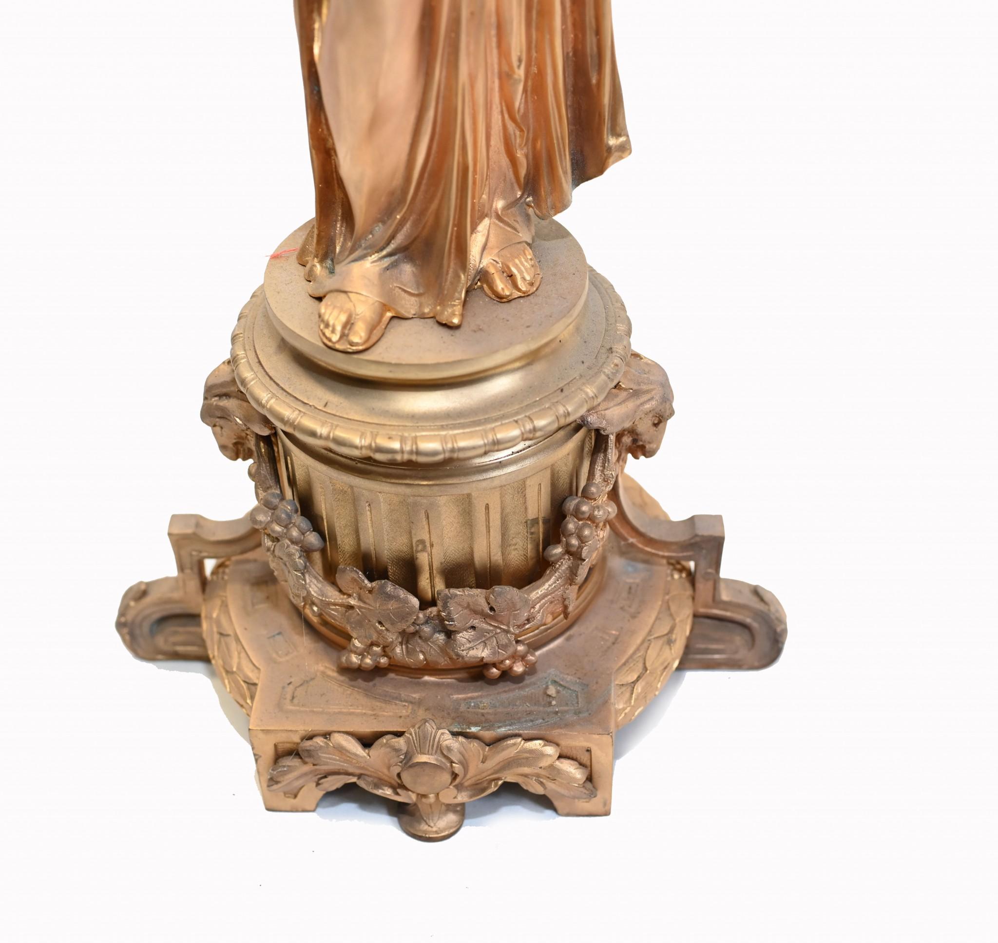 Pair French Gilt Candelabras Female Maiden Figural Candles For Sale 10