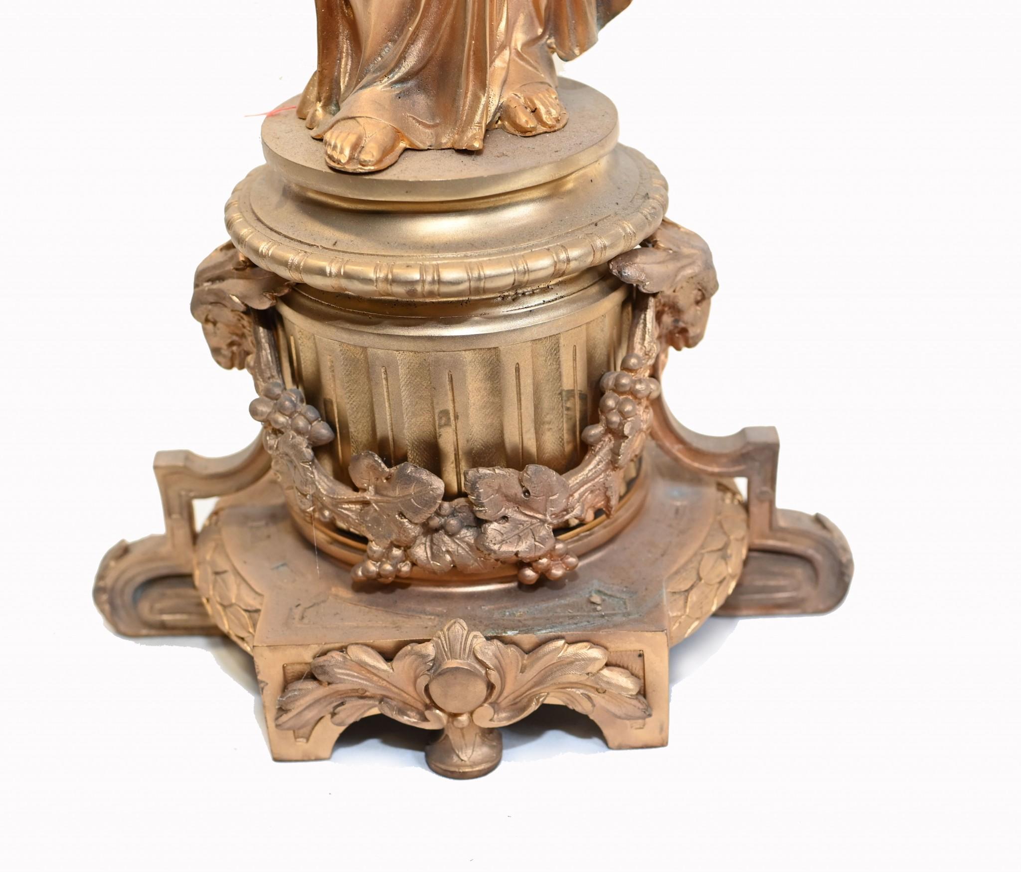 Pair French Gilt Candelabras Female Maiden Figural Candles For Sale 11