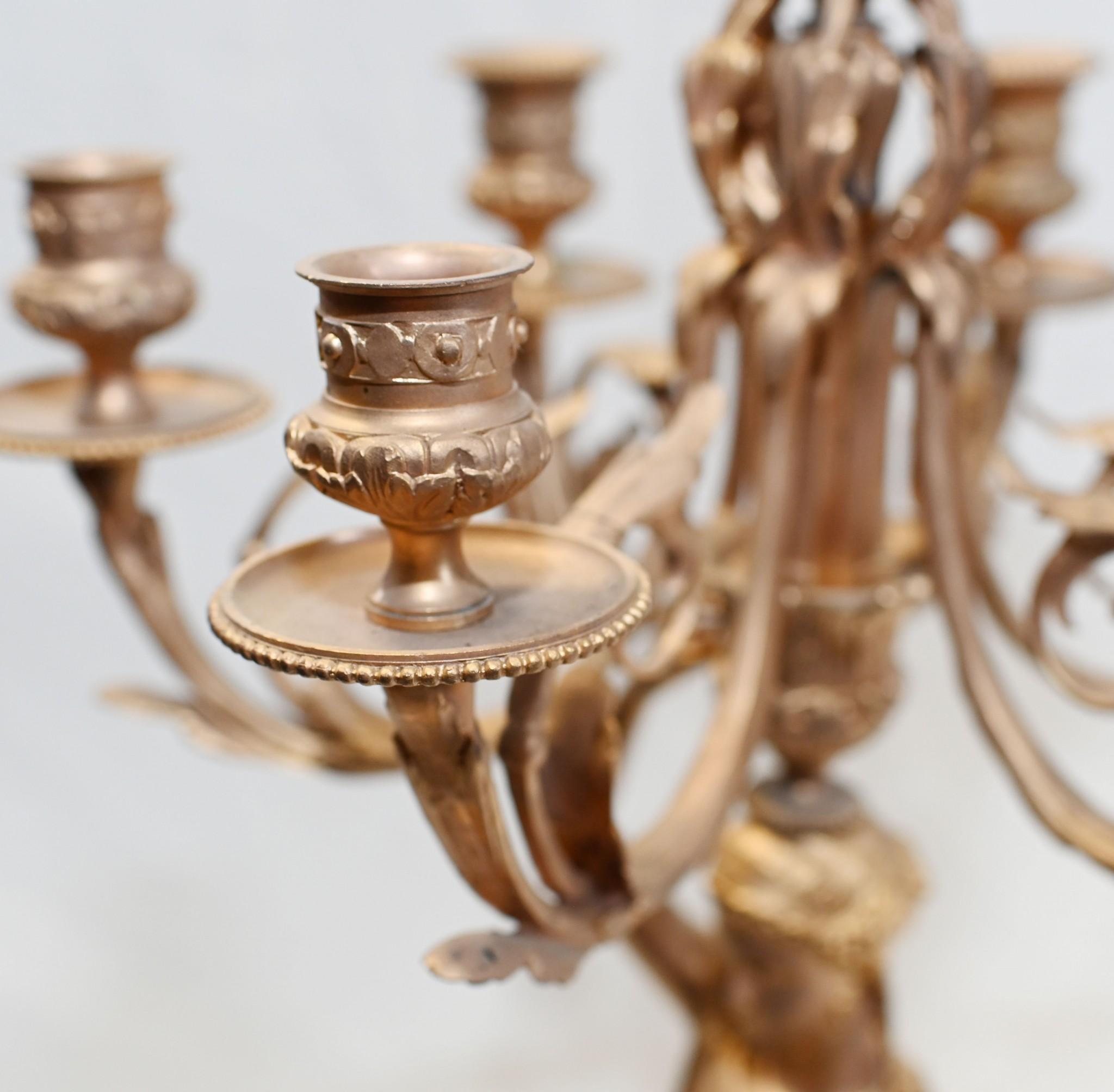Pair French Gilt Candelabras Female Maiden Figural Candles For Sale 3