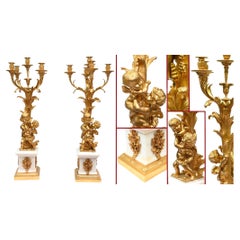 Pair French Gilt Cherub Candelabras Clodion 1880
