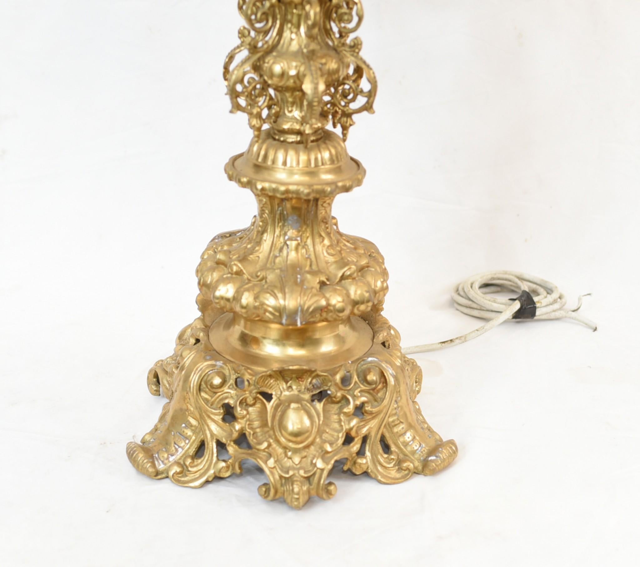 Late 20th Century Pair French Gilt Lamps Empire Table Lights