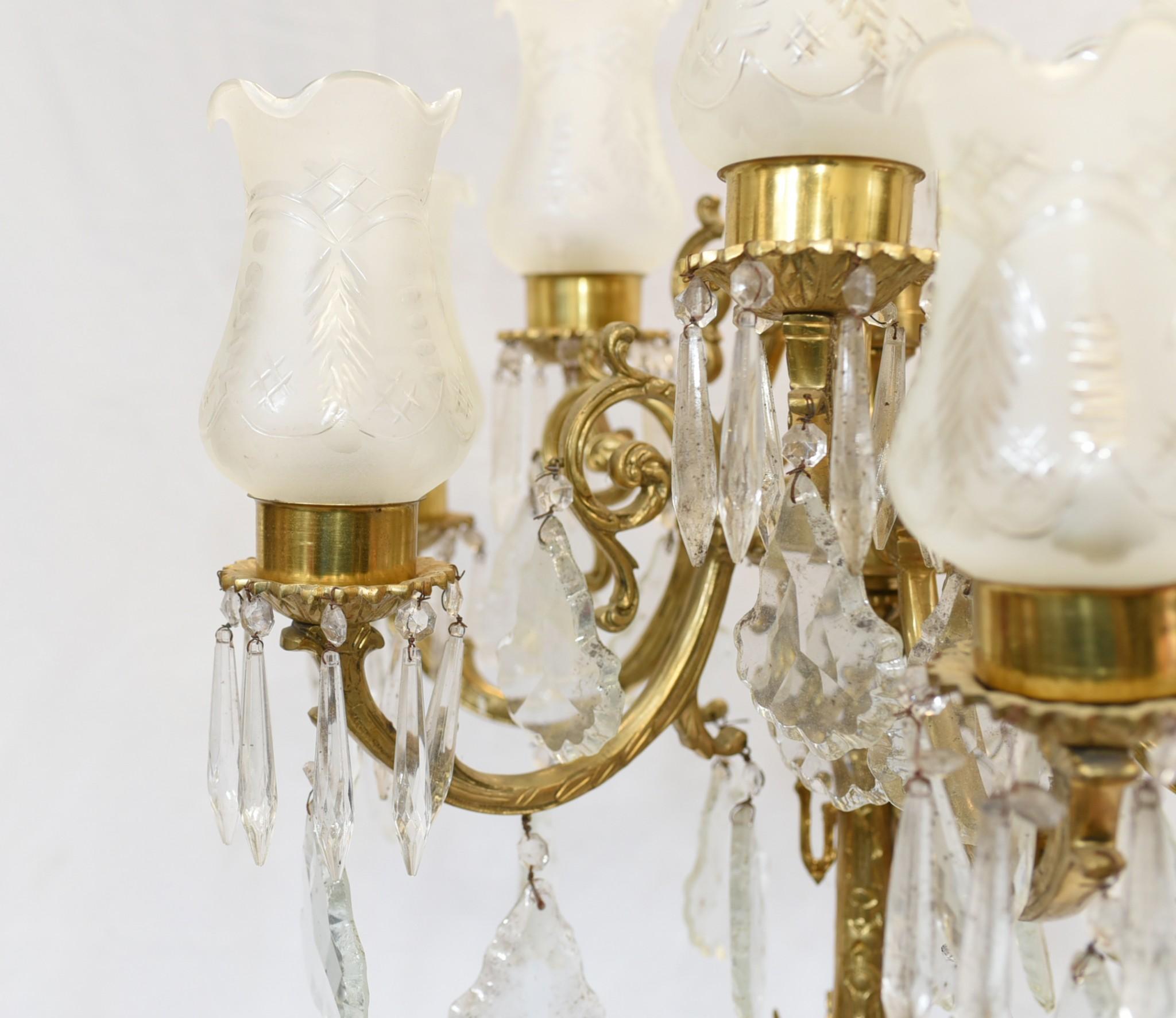 Pair French Gilt Lamps Empire Table Lights 1