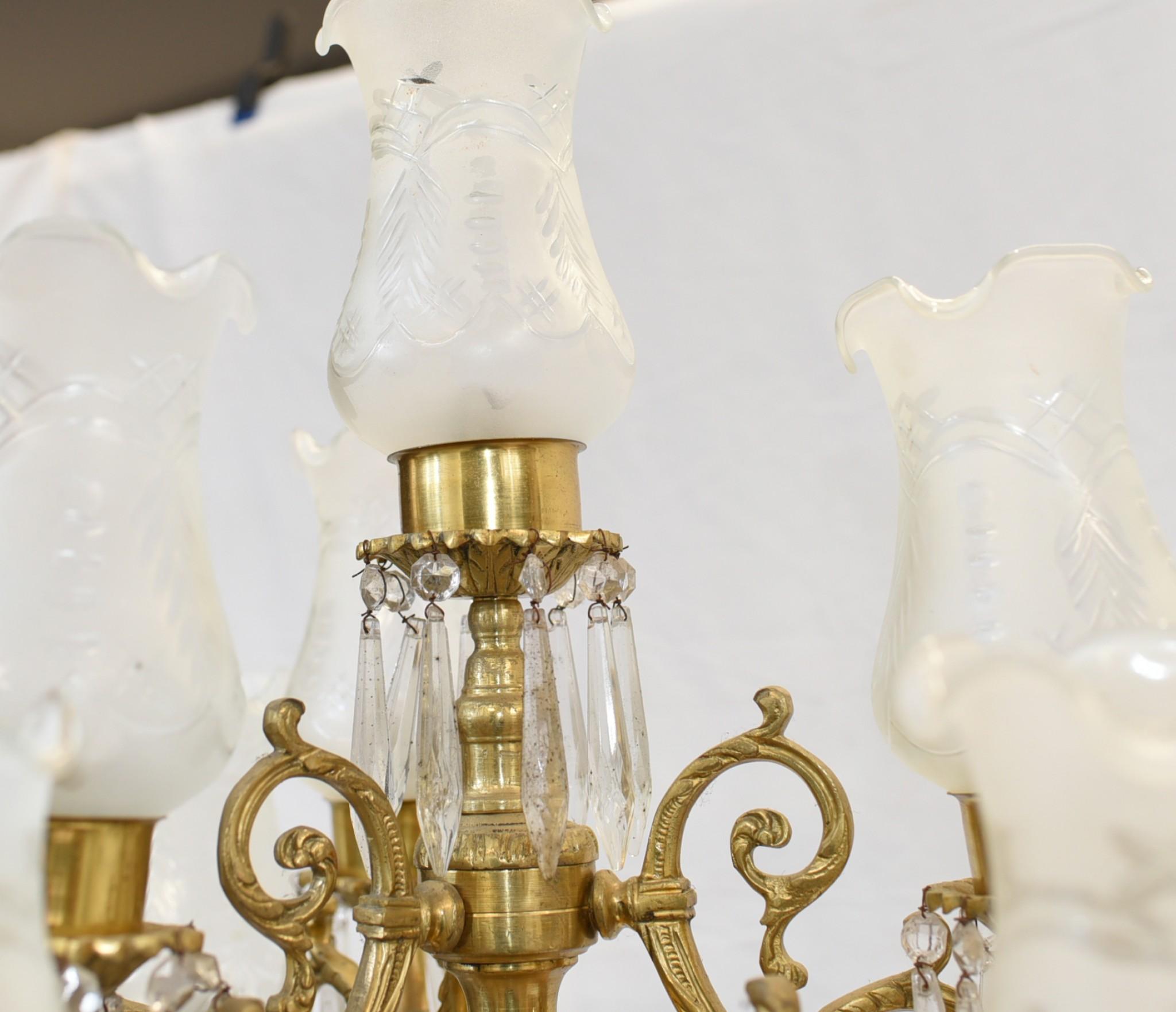 Pareja de lámparas doradas francesas Lámparas de mesa imperio Vidrio en venta