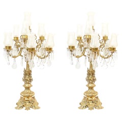 Pair French Gilt Lamps Empire Table Lights