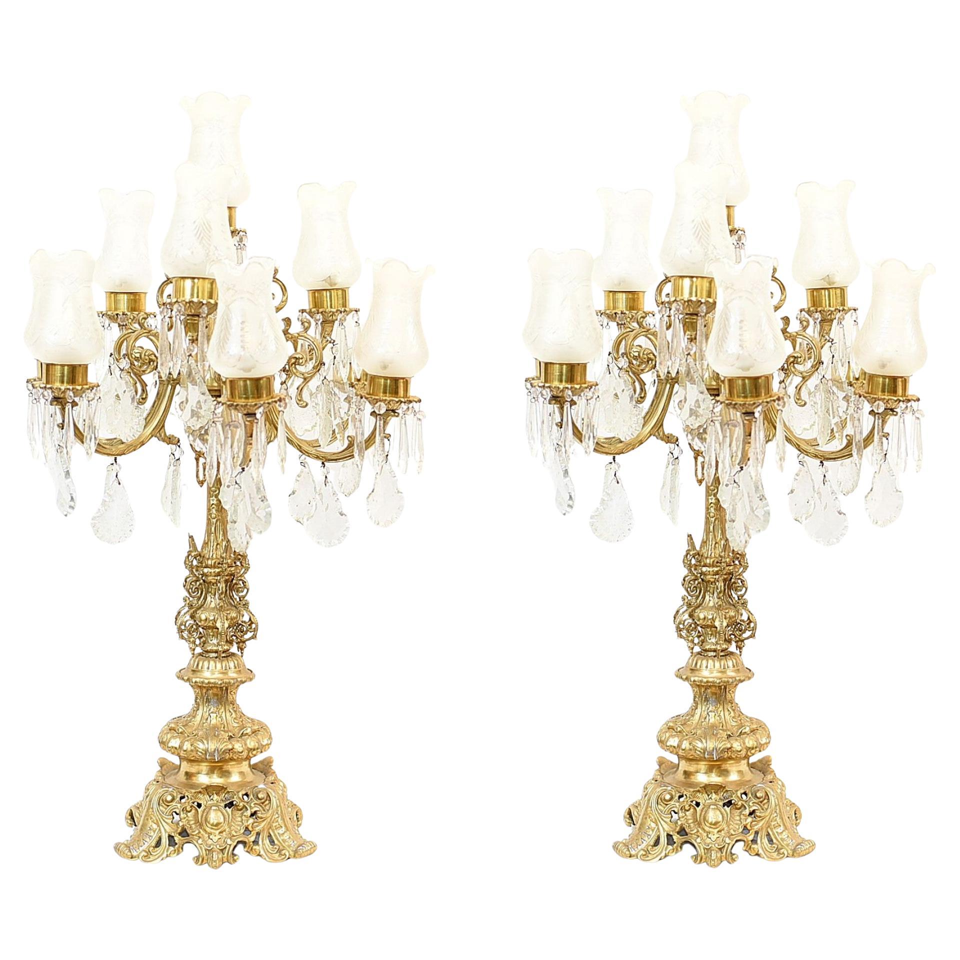 Paire de lampes de table Empire en vermeil