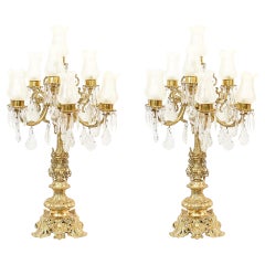 Pair French Gilt Lamps Empire Table Lights