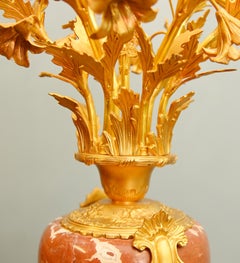 Pair French Gilt Marble Candelabras Urn Louis XVI