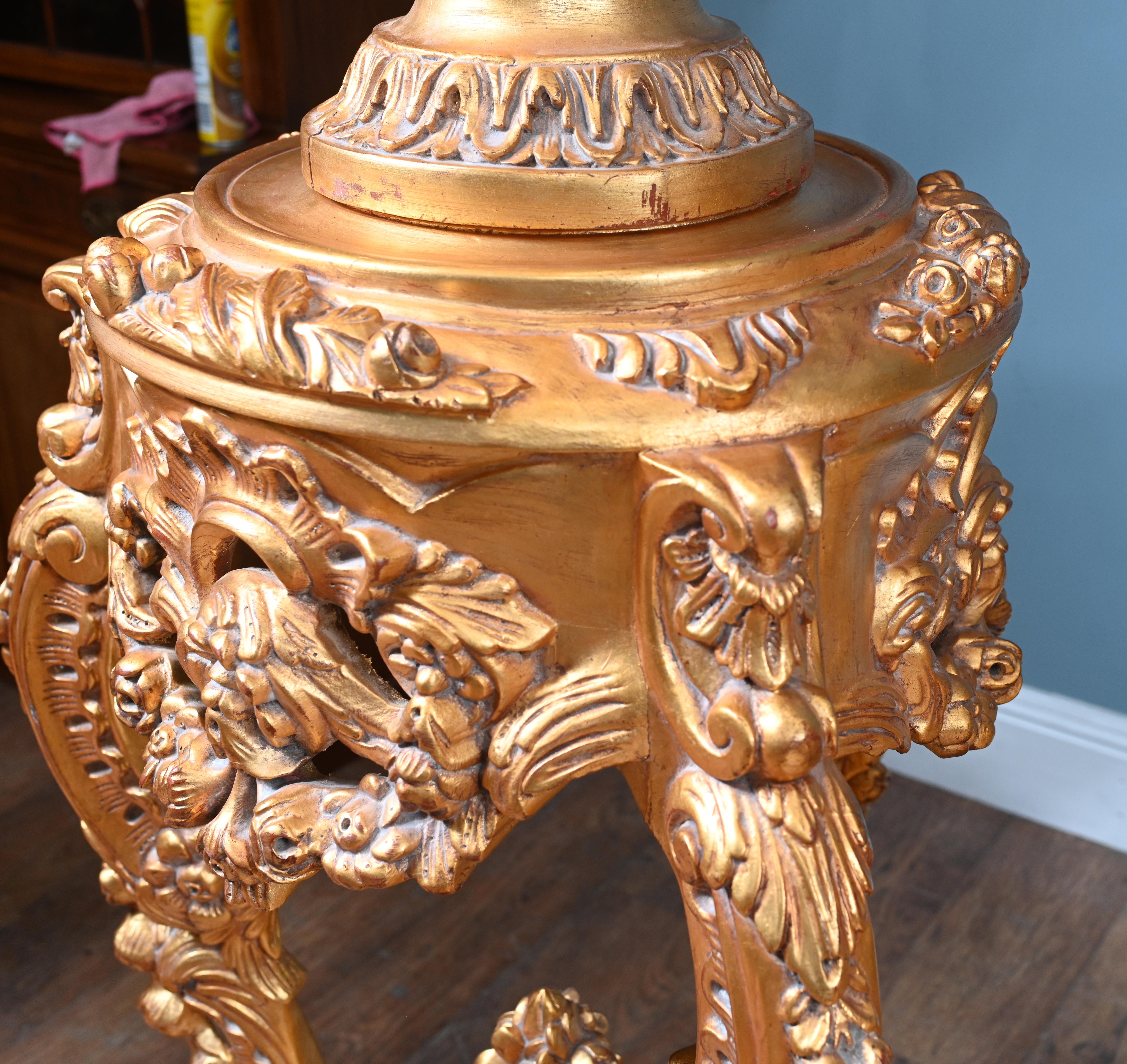 Pair French Gilt Pedestal Stands Rococo Tables For Sale 7