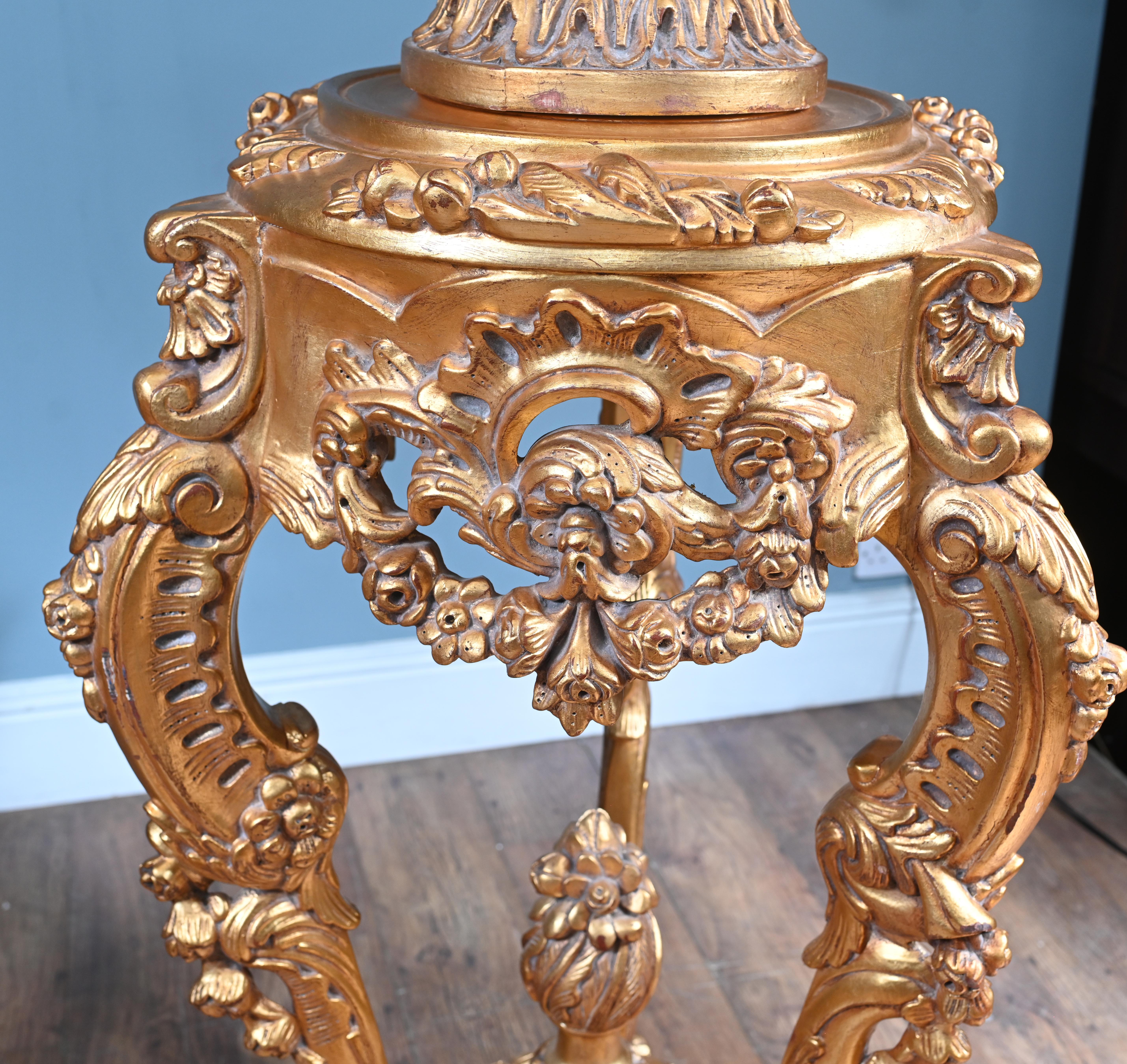 Pair French Gilt Pedestal Stands Rococo Tables In Good Condition For Sale In Potters Bar, GB