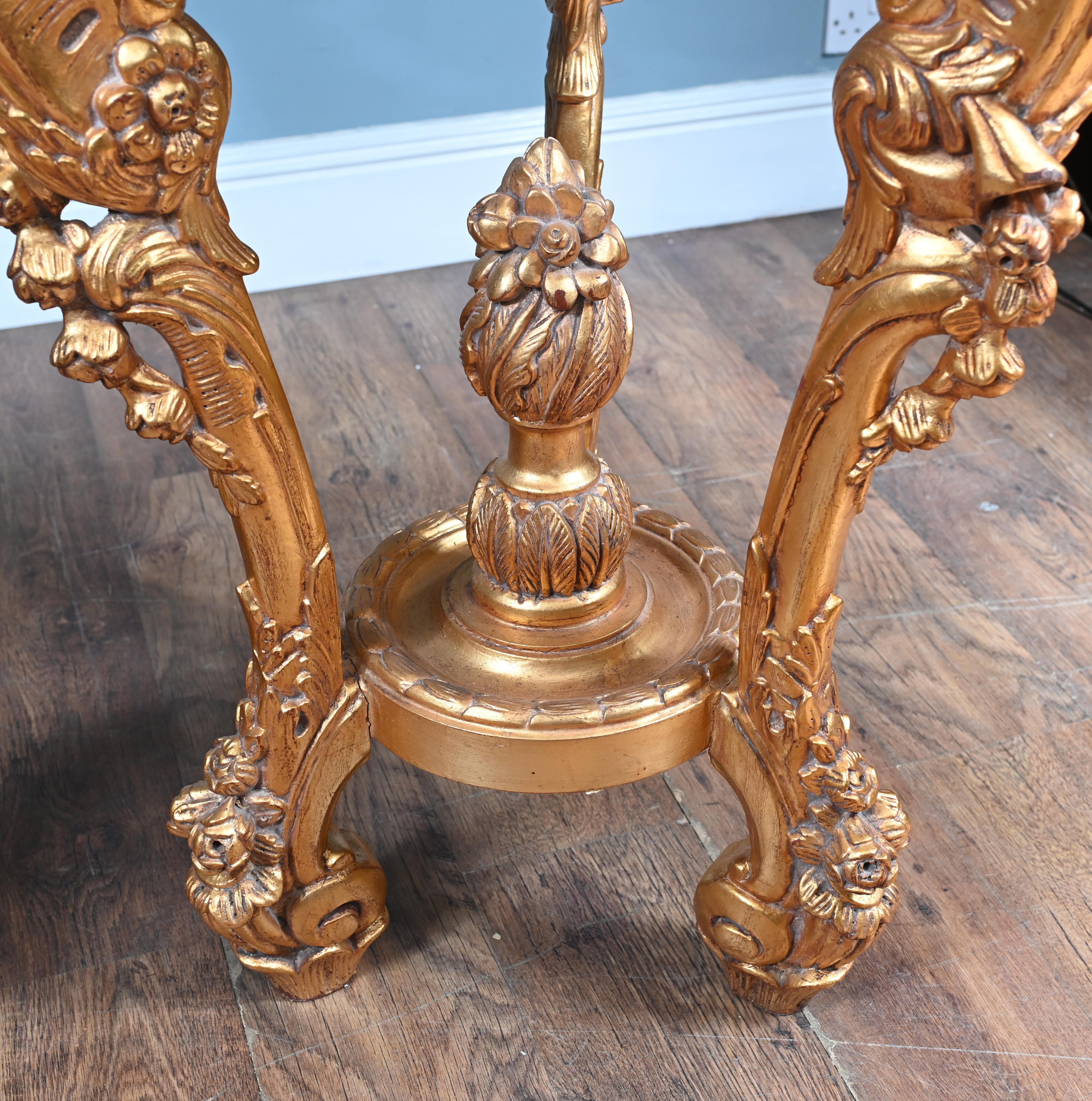 Mid-20th Century Pair French Gilt Pedestal Stands Rococo Tables For Sale