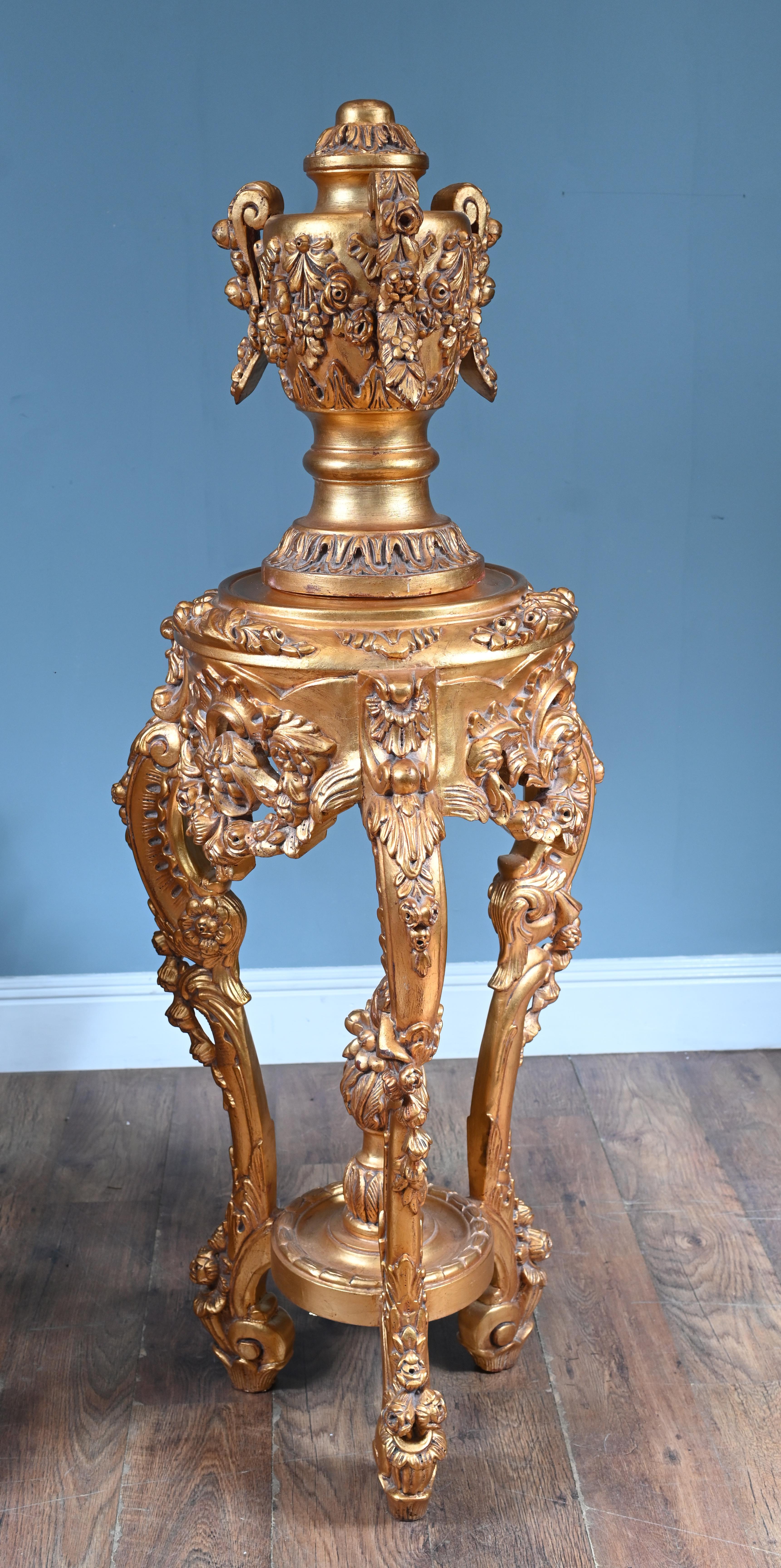 Pair French Gilt Pedestal Stands Rococo Tables For Sale 1