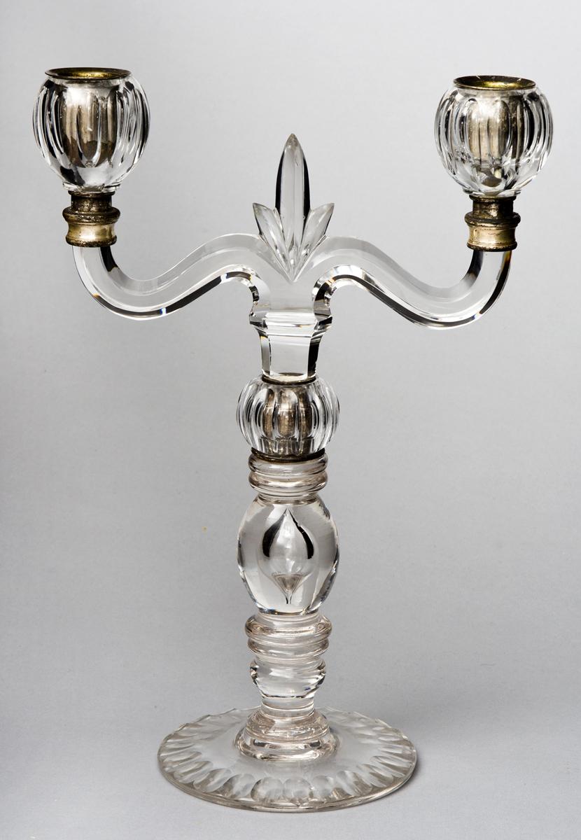 Napoleon III Pair of French Glass Candelabra, circa 1860 For Sale