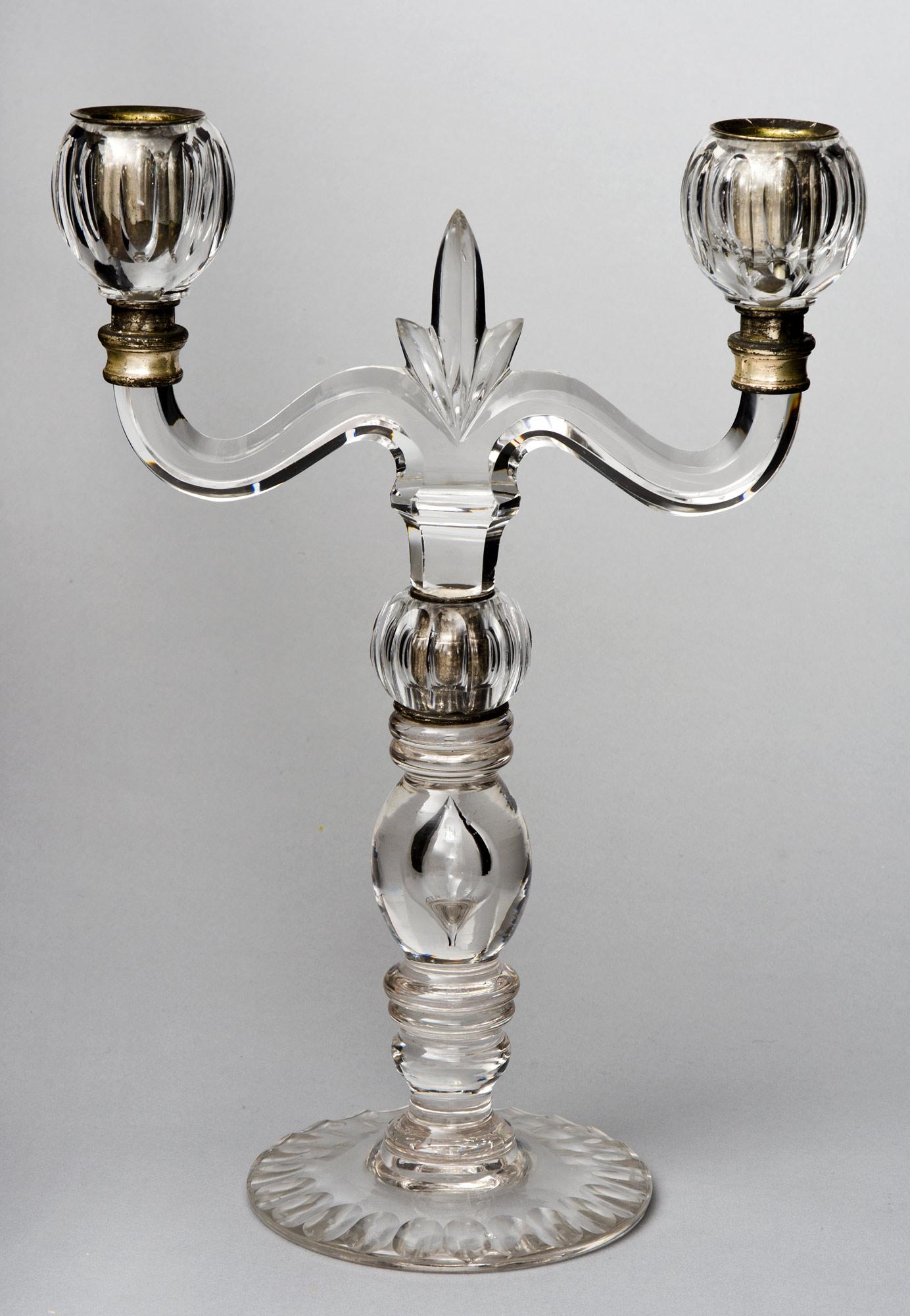 Pair of French Glass Candelabra, circa 1860 In Good Condition For Sale In Sheffield, MA